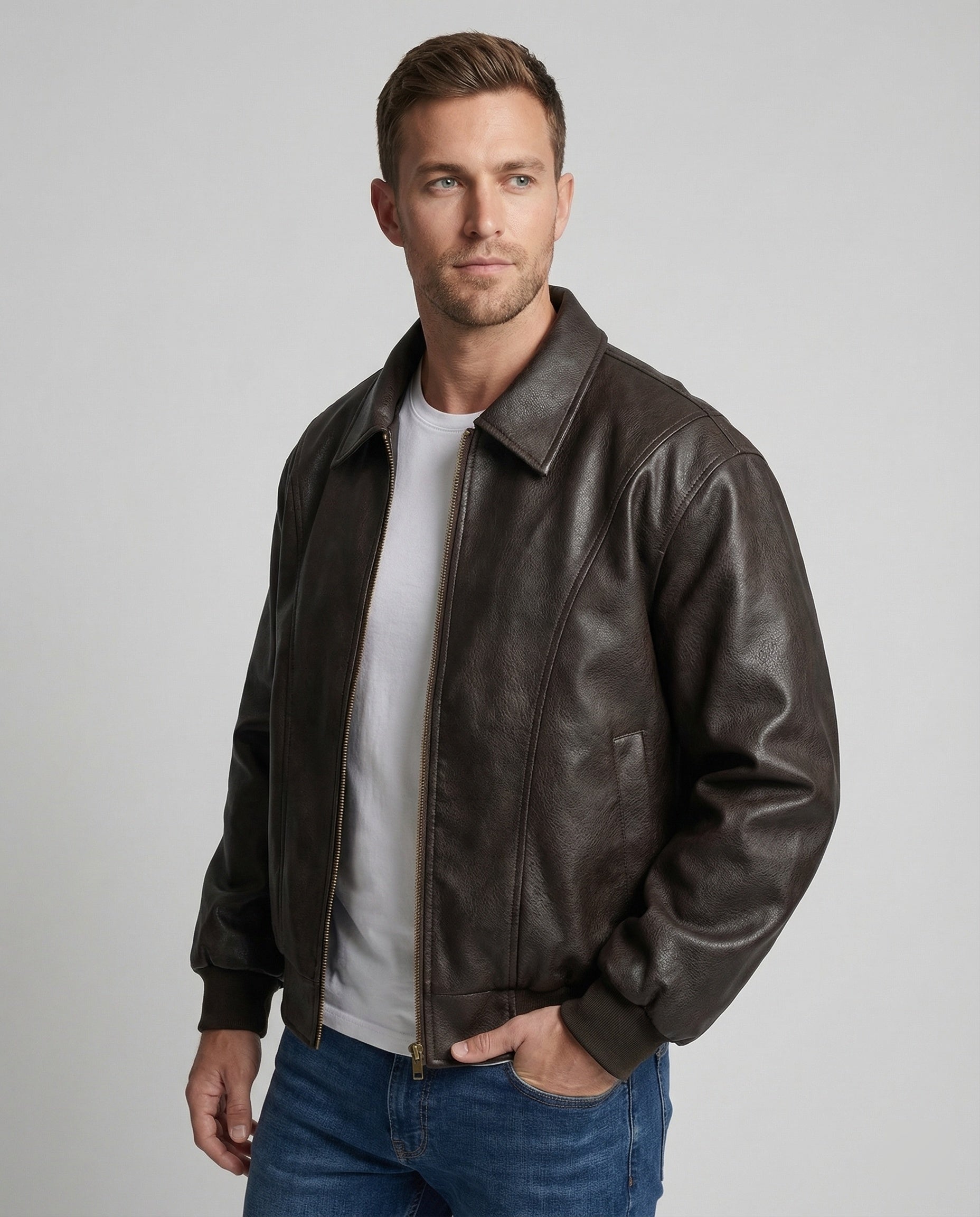 Men's Premium Leather Bomber Jacket