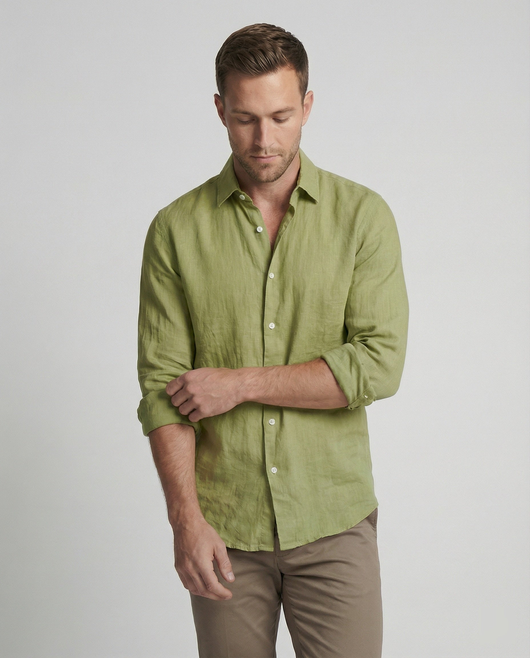 Men's Linen Shirt Men's Stand Collar