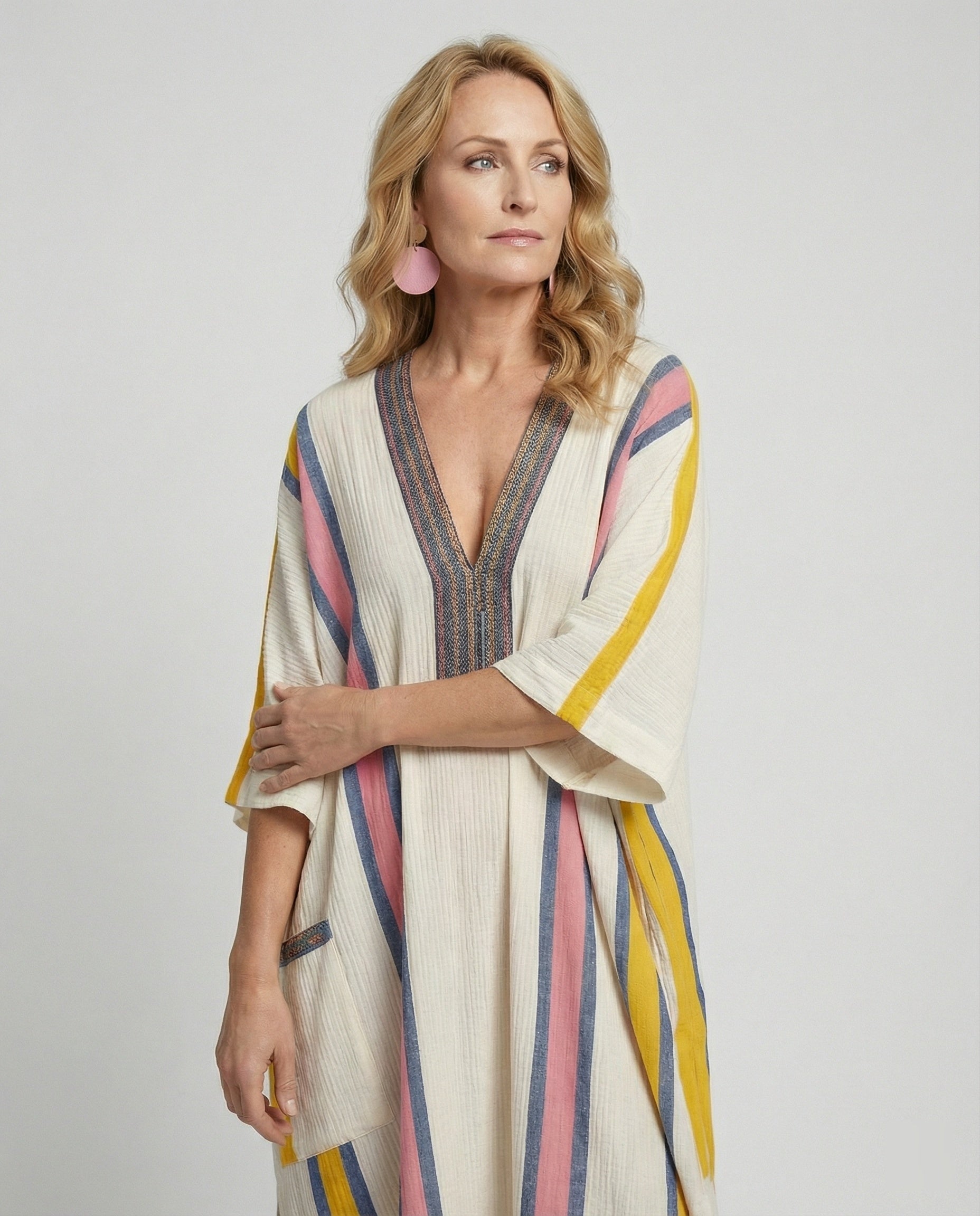 Linen Kaftan Maxi Dress Women