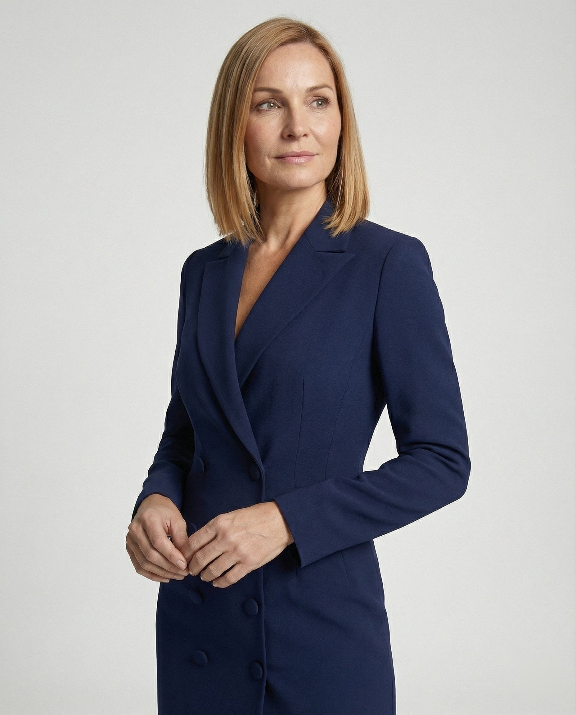 Double-Breasted Blazer Dress With Pencil Skirt Women