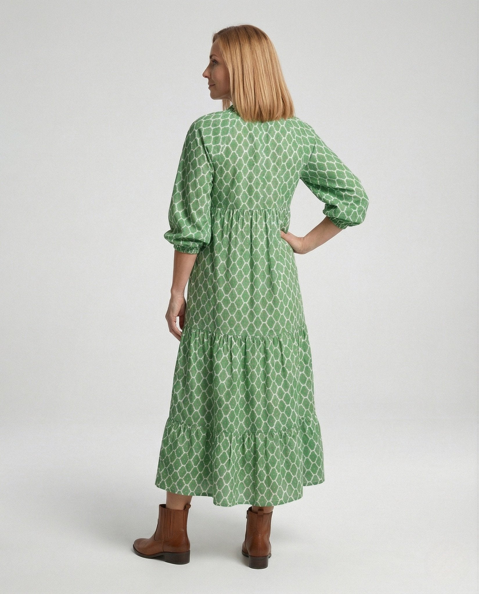V-Neck Dress Geometric Print Women - Chichicherry