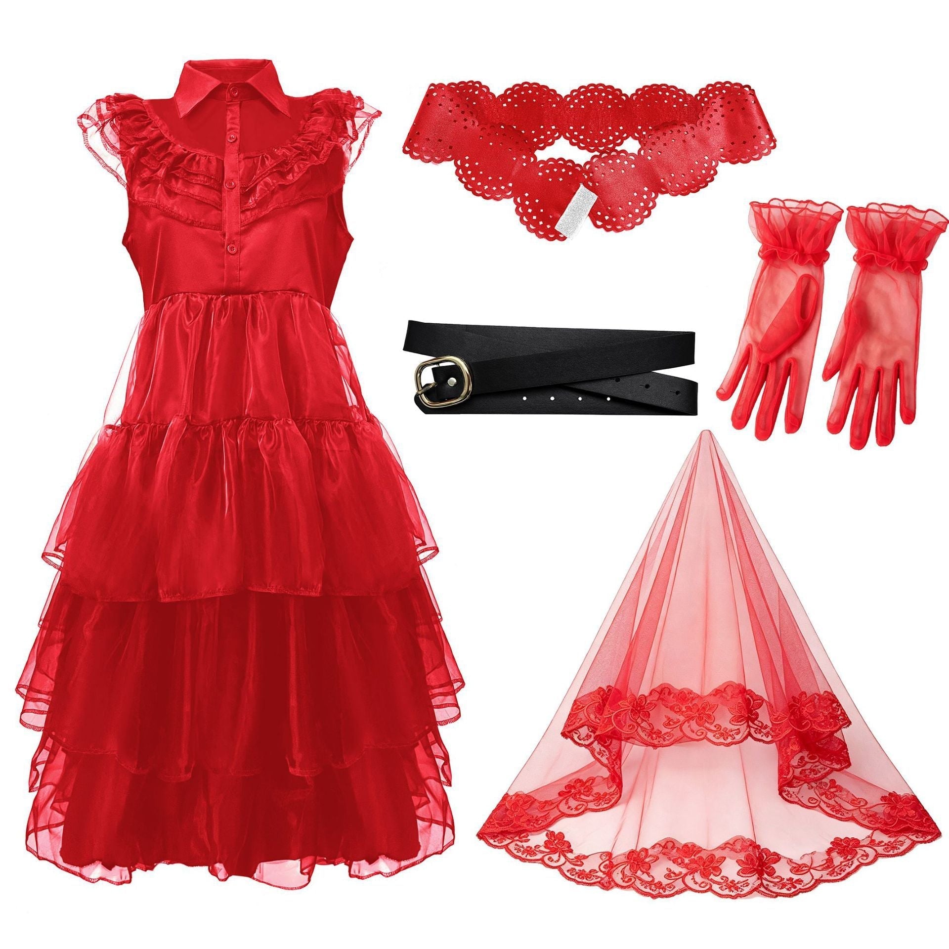 Women’s festive costume dress with voluminous tulle skirt and ruffles Chichicherry