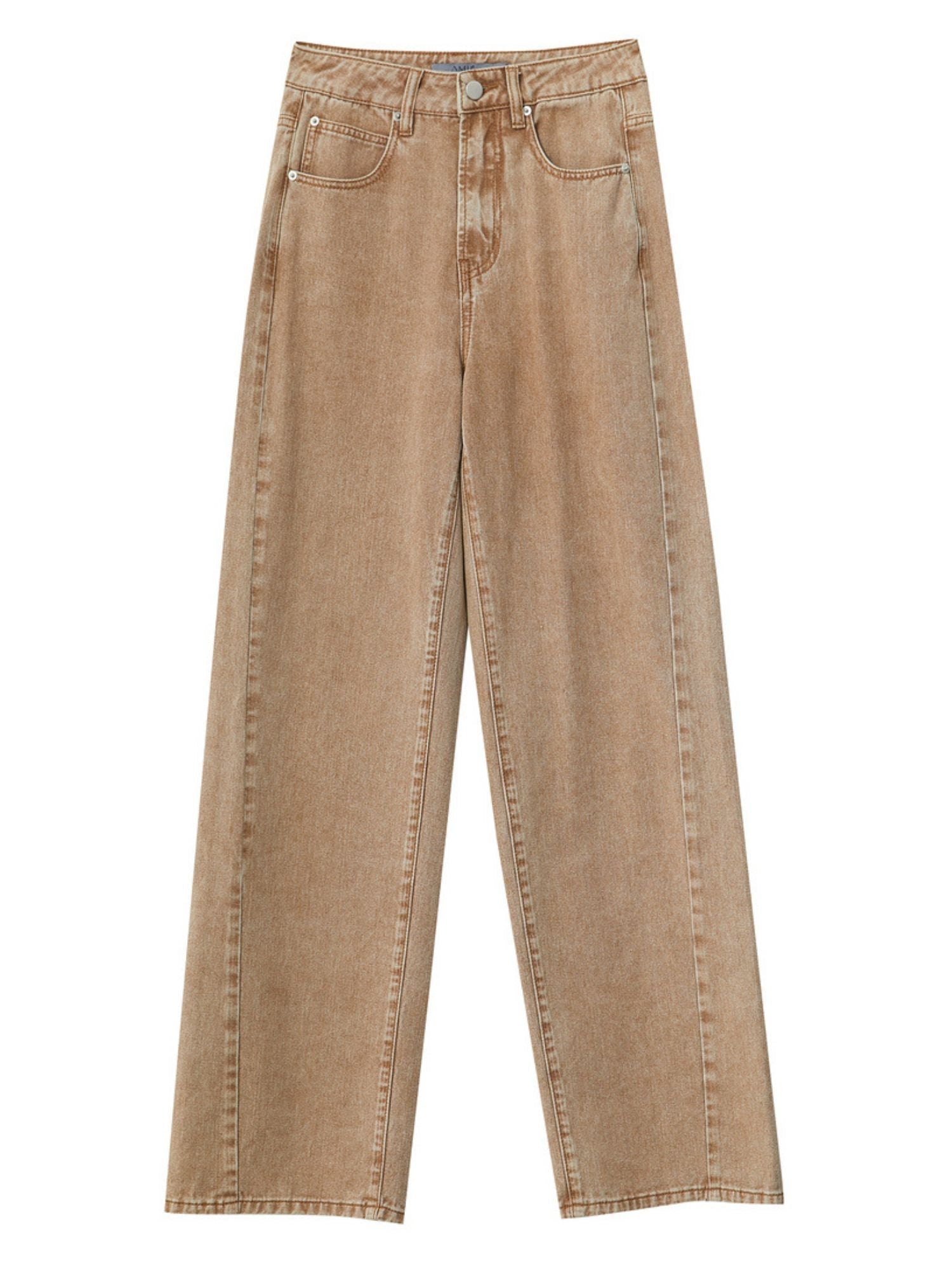 Flat-lay front view of tan corduroy wide-leg pants, showing full length and relaxed structure