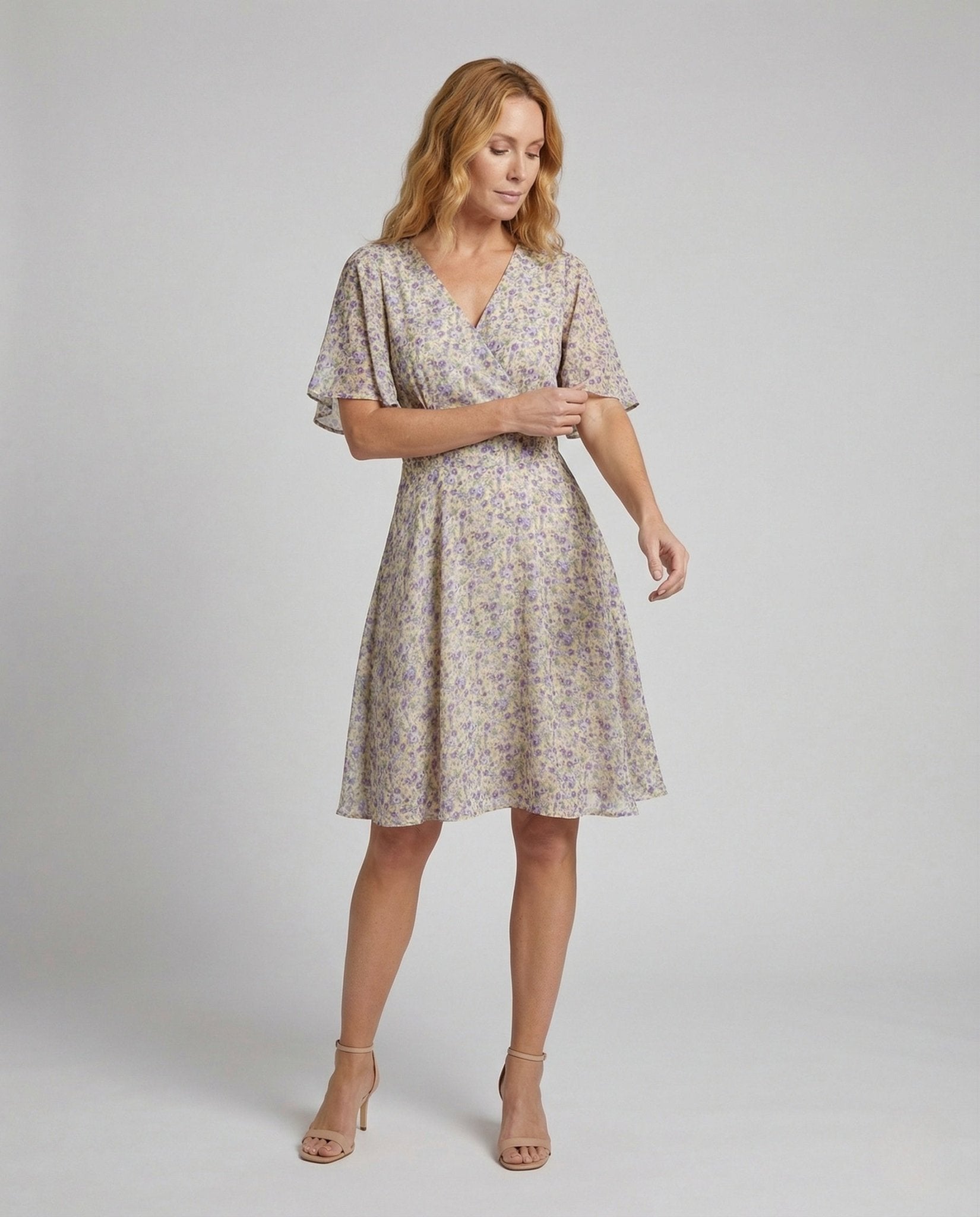 Women A-line dress with wing sleeves - Chichicherry
