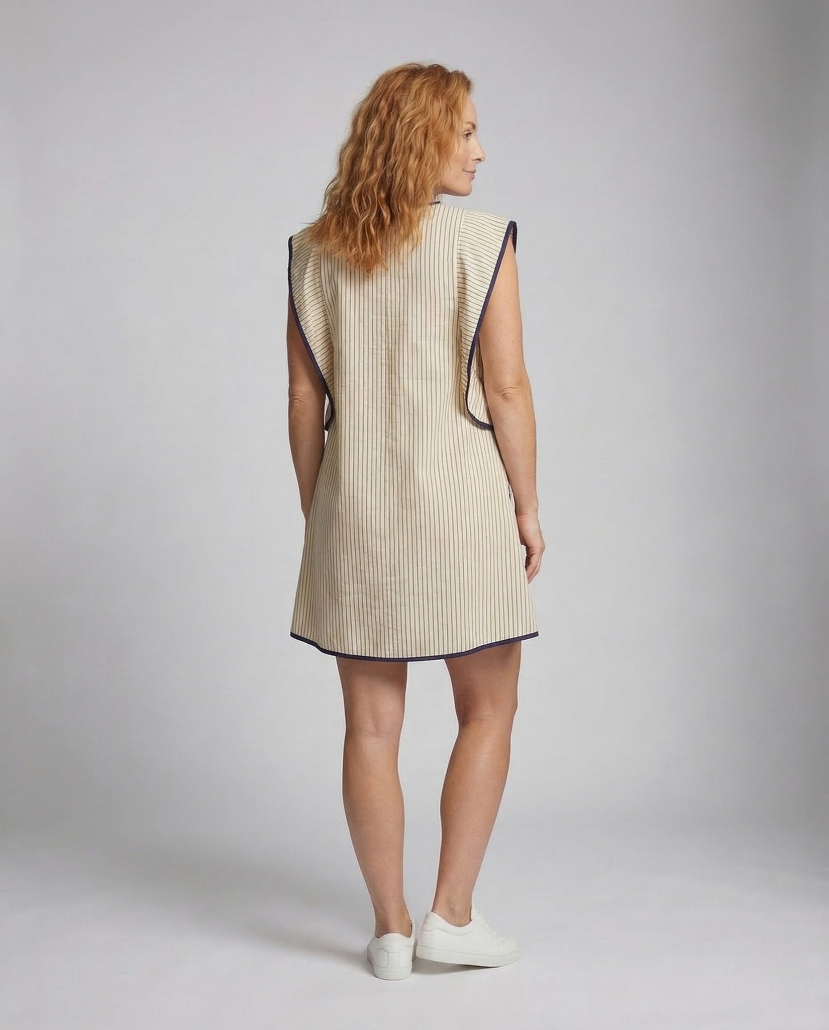 Women A - line Mini Dress Sailor Collar - Chichicherry