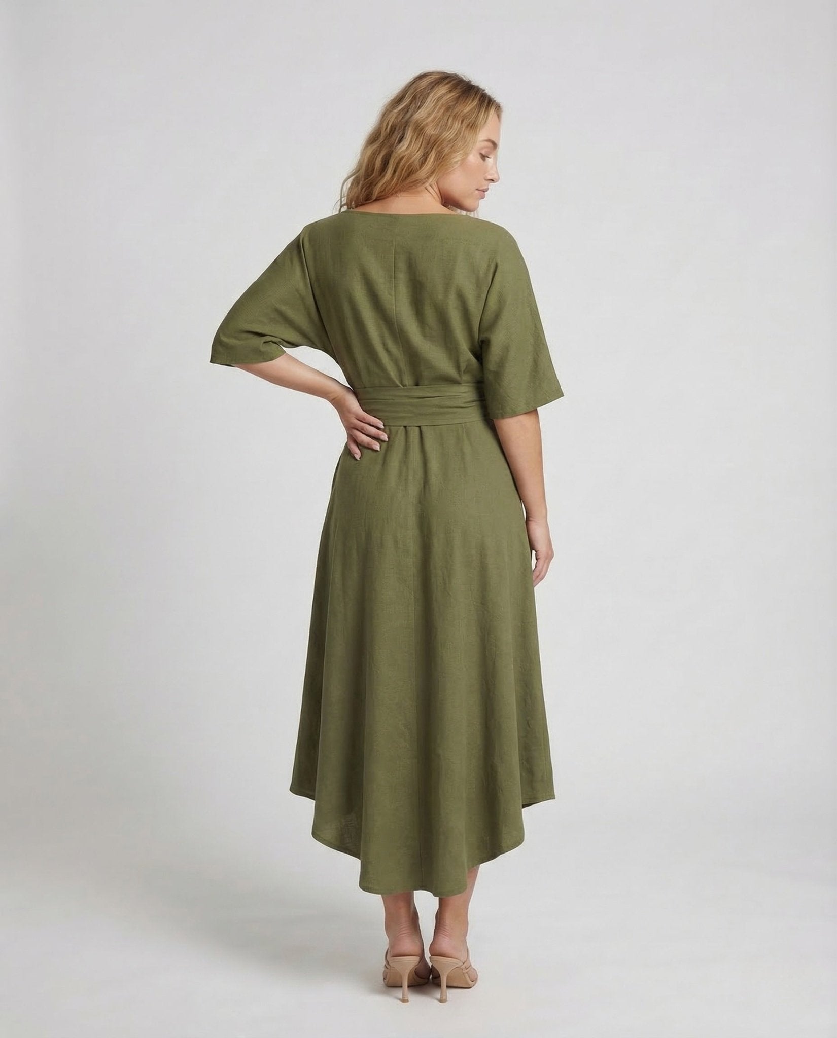 Women Asymmetrical Dress Belt Pockets - Chichicherry