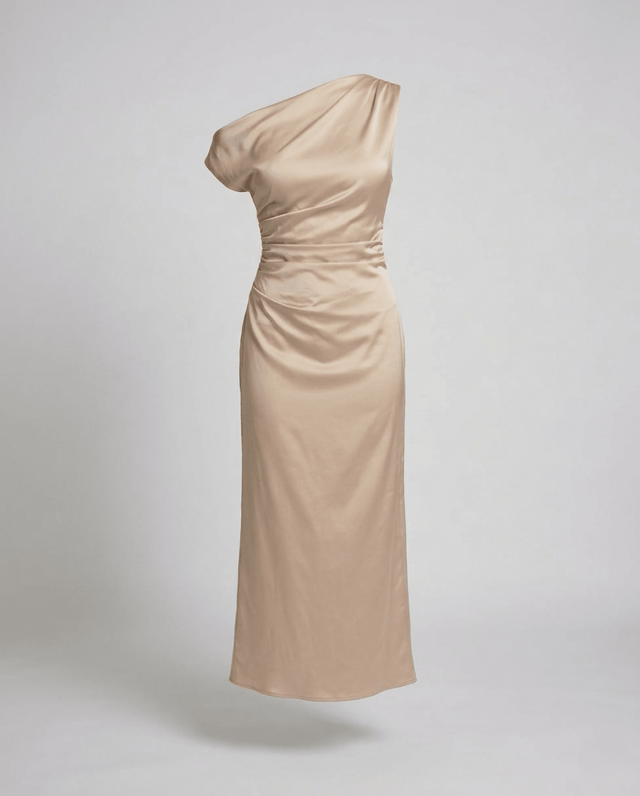 Women Asymmetrical Evening Dress with One Shoulder - Chichicherry