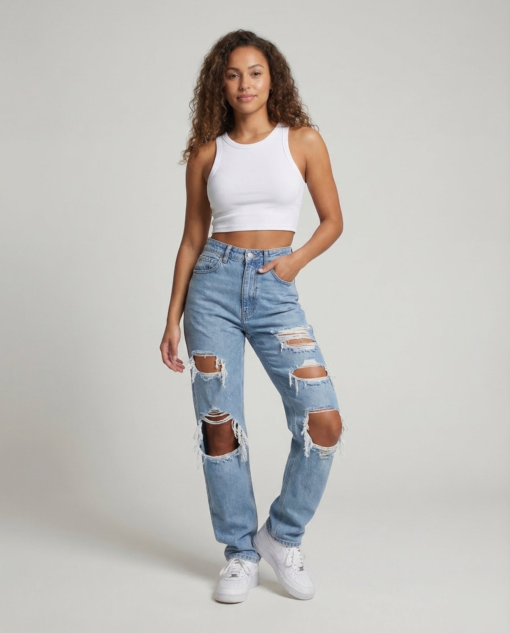 Women Baggy Jeans High Waist - Chichicherry