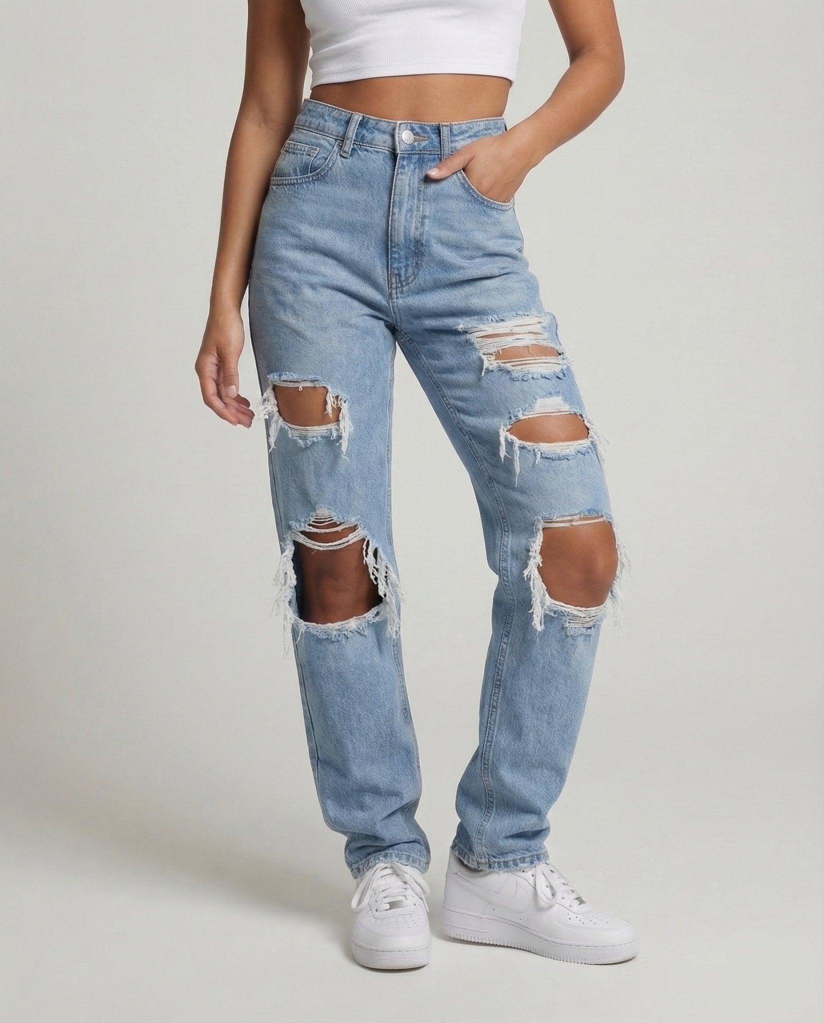 Women Baggy Jeans High Waist - Chichicherry