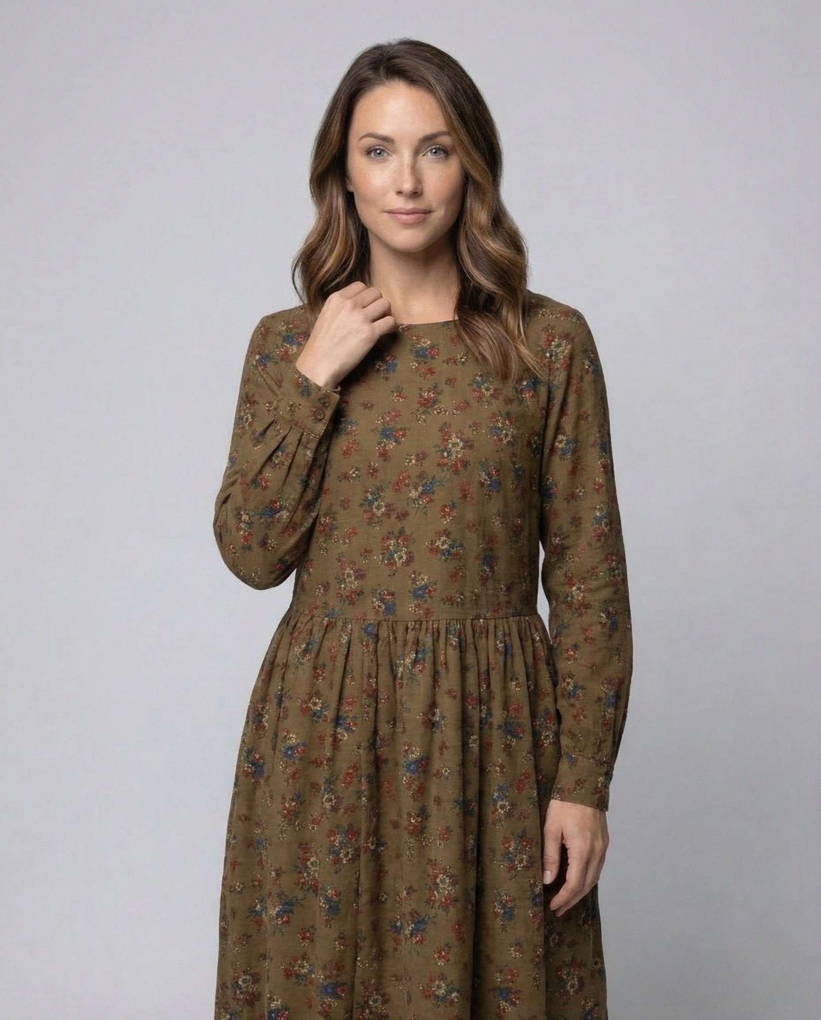 Women Boho Maxi Dress Floral Print Long Sleeve - Chichicherry