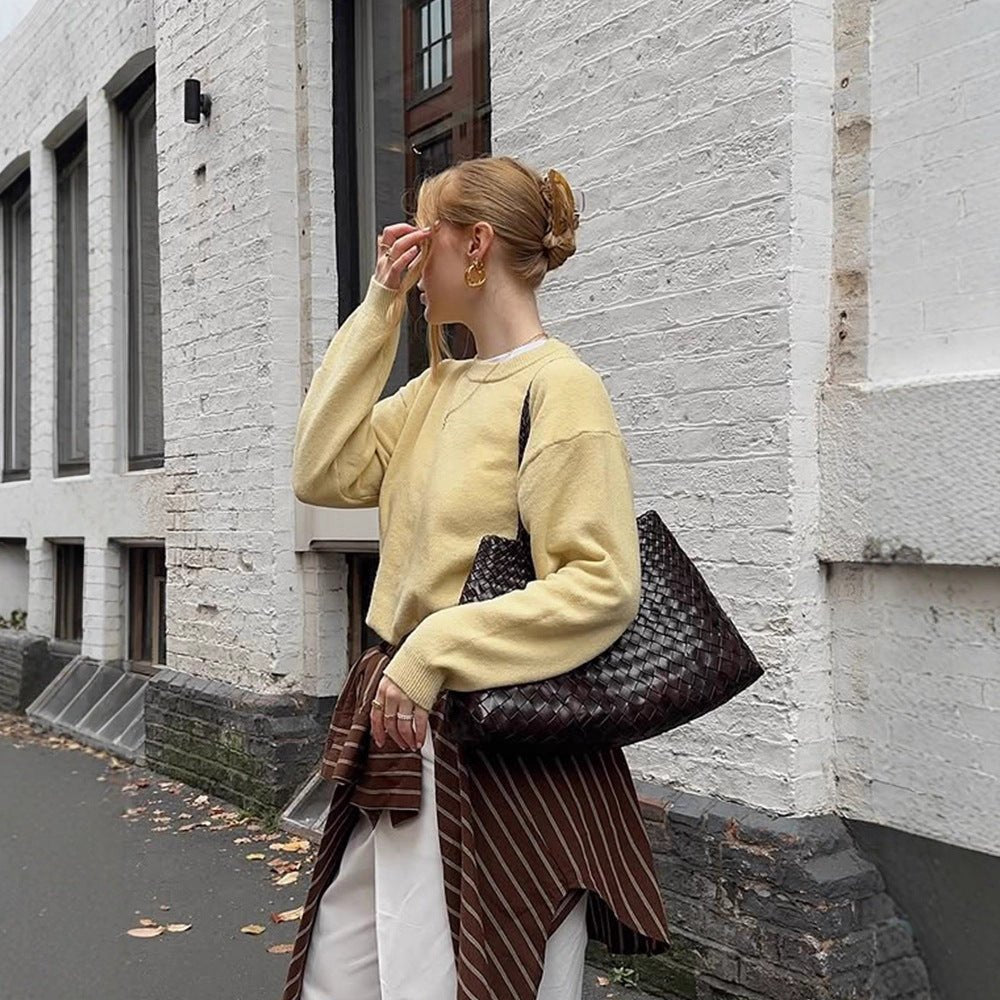 Women Boxy Fine Knit Sweater with Raglan Sleeves and Ribbed Cuffs Chichicherry - Chichicherry
