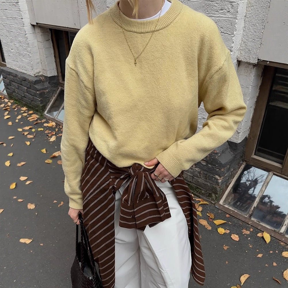 Women Boxy Fine Knit Sweater with Raglan Sleeves and Ribbed Cuffs Chichicherry - Chichicherry