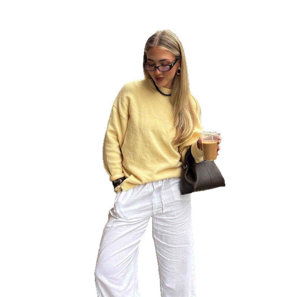 Women Boxy Fine Knit Sweater with Raglan Sleeves and Ribbed Cuffs Chichicherry - Chichicherry