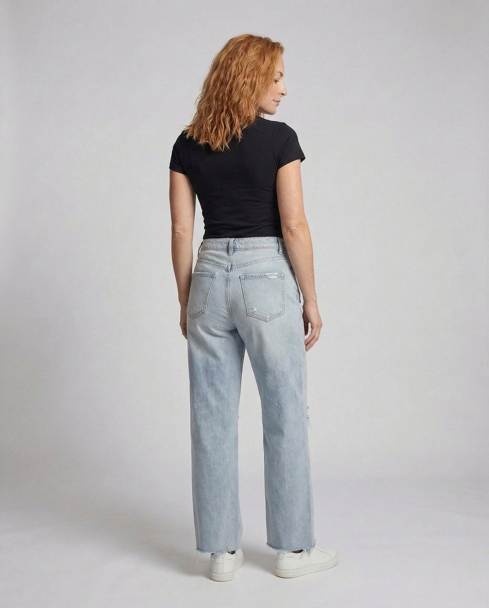 Women Boyfriend Jeans High Waist Used Look - Chichicherry