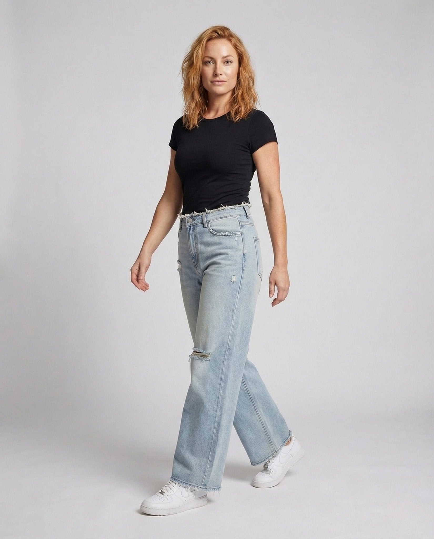 Women Boyfriend Jeans High Waist Used Look - Chichicherry