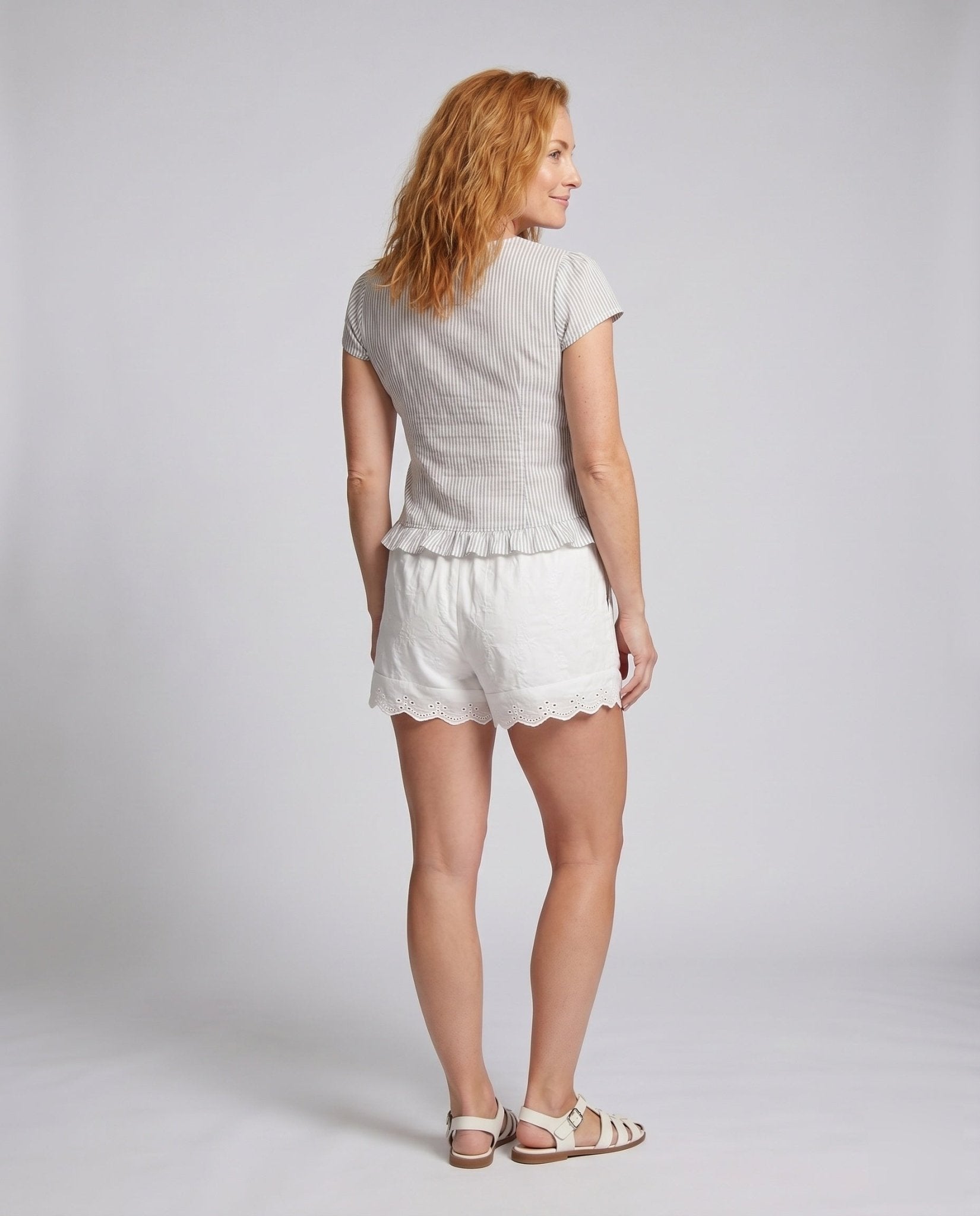 Women casual blouse shirt with ruffle details and playful bow accent - Chichicherry