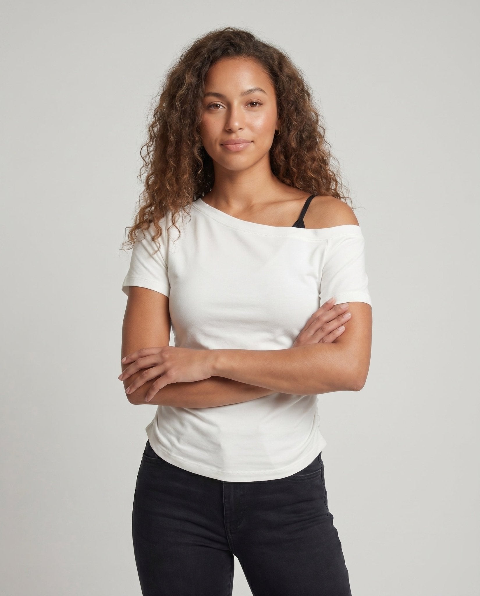 Women casual shirt with asymmetrical neckline and gathering - Chichicherry