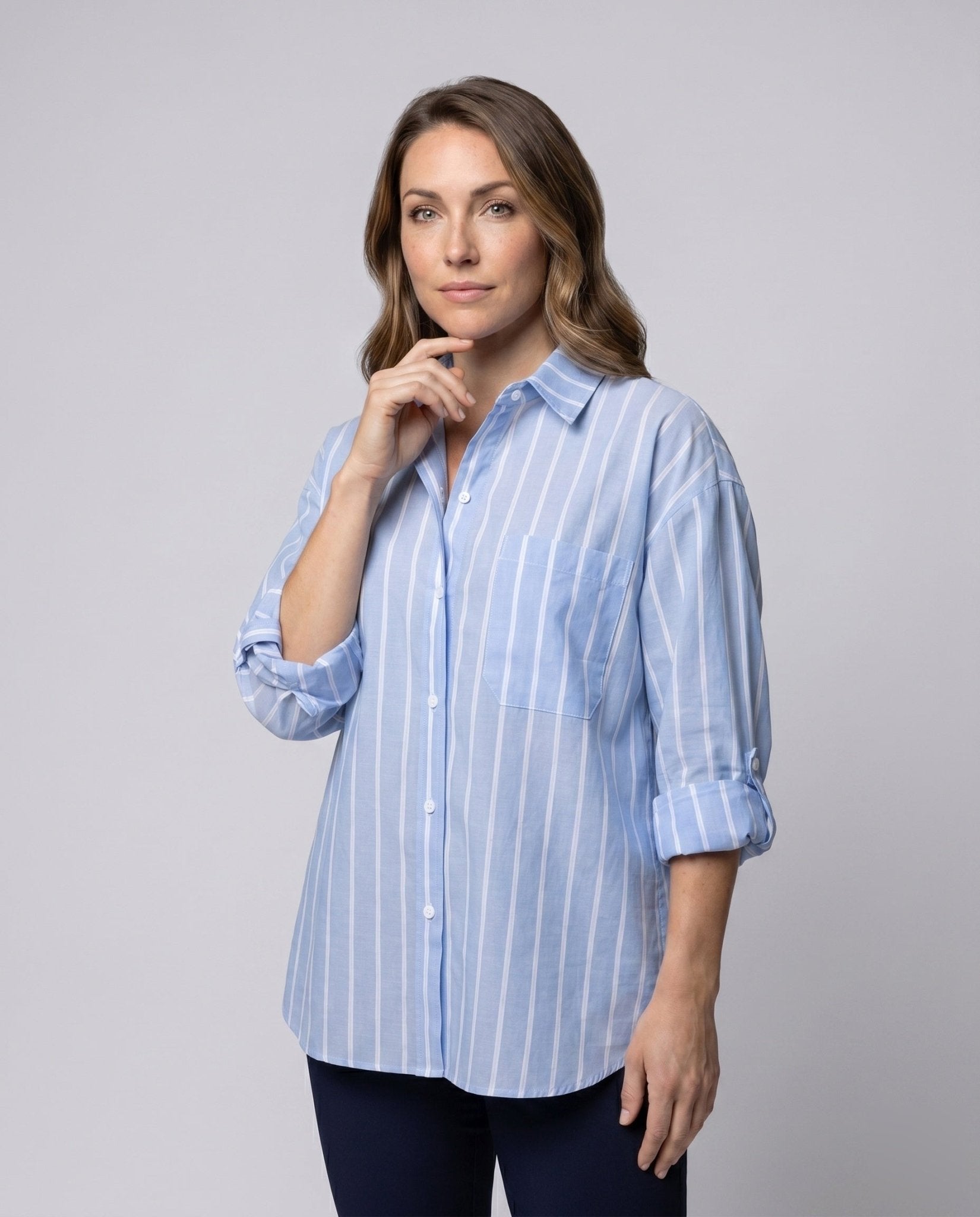 Women casual striped shirt blouse - Chichicherry