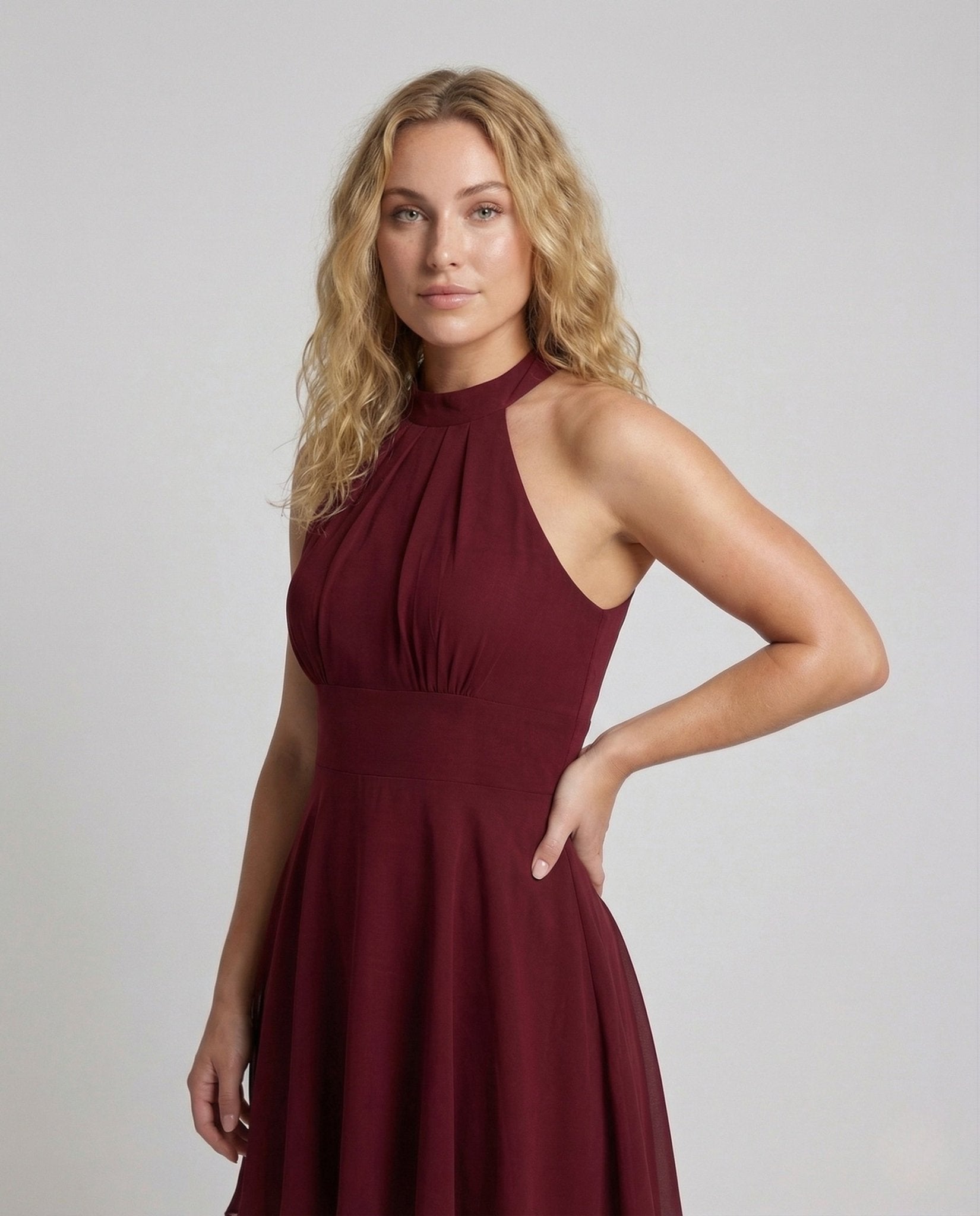 Women Chiffon Dress Halter Ruffles - Chichicherry