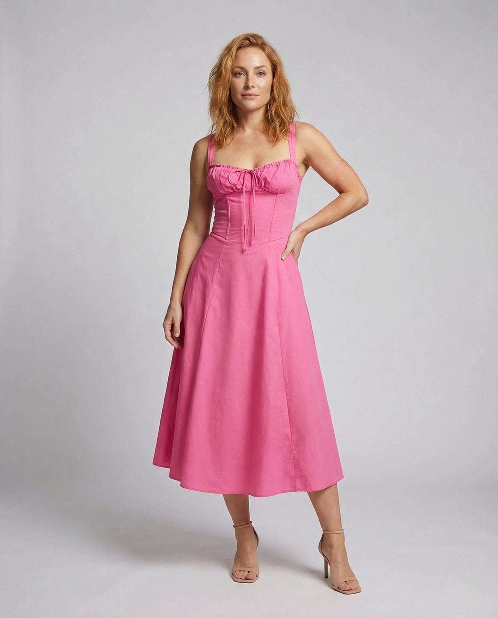 Women Corset Midi Dress A - Line - Chichicherry