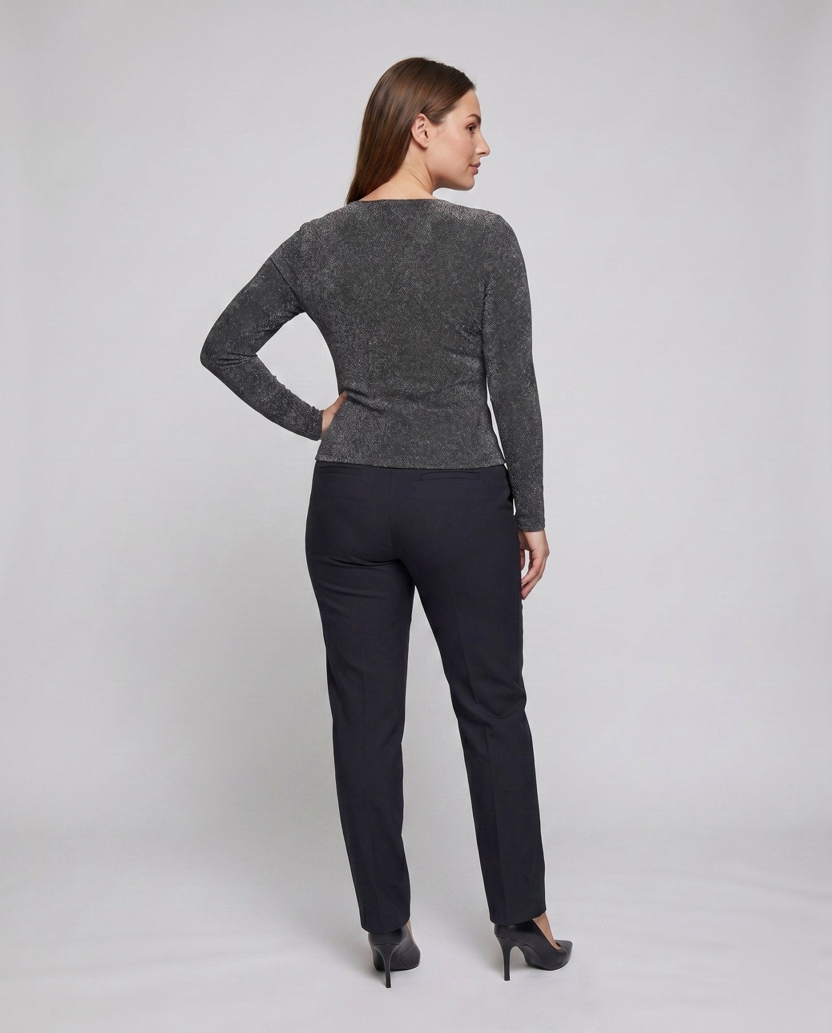 Women Fitted Long Sleeve Shirt with Decorative Button Details - Chichicherry