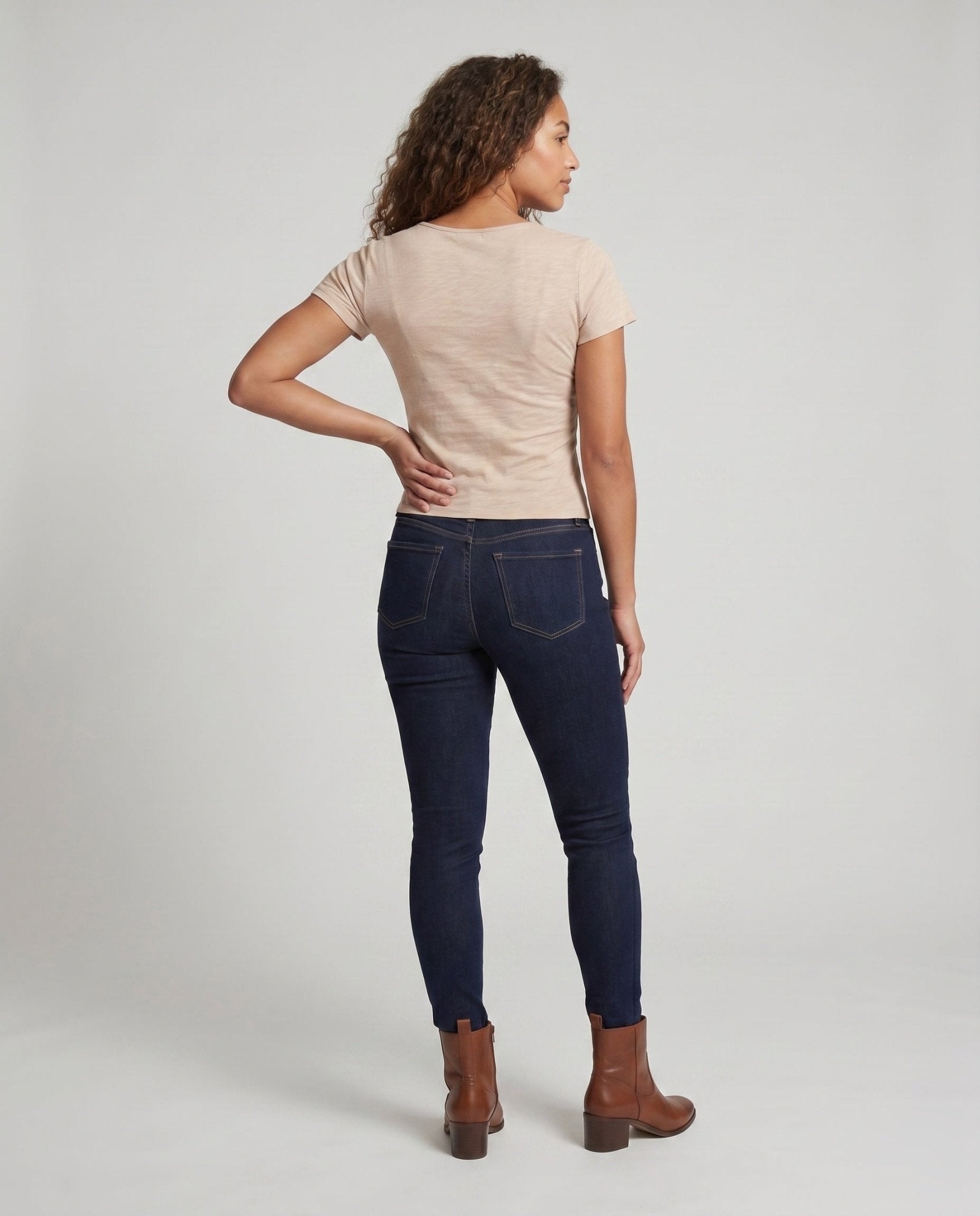 Women fitted V neck T shirt with wrap detail - Chichicherry