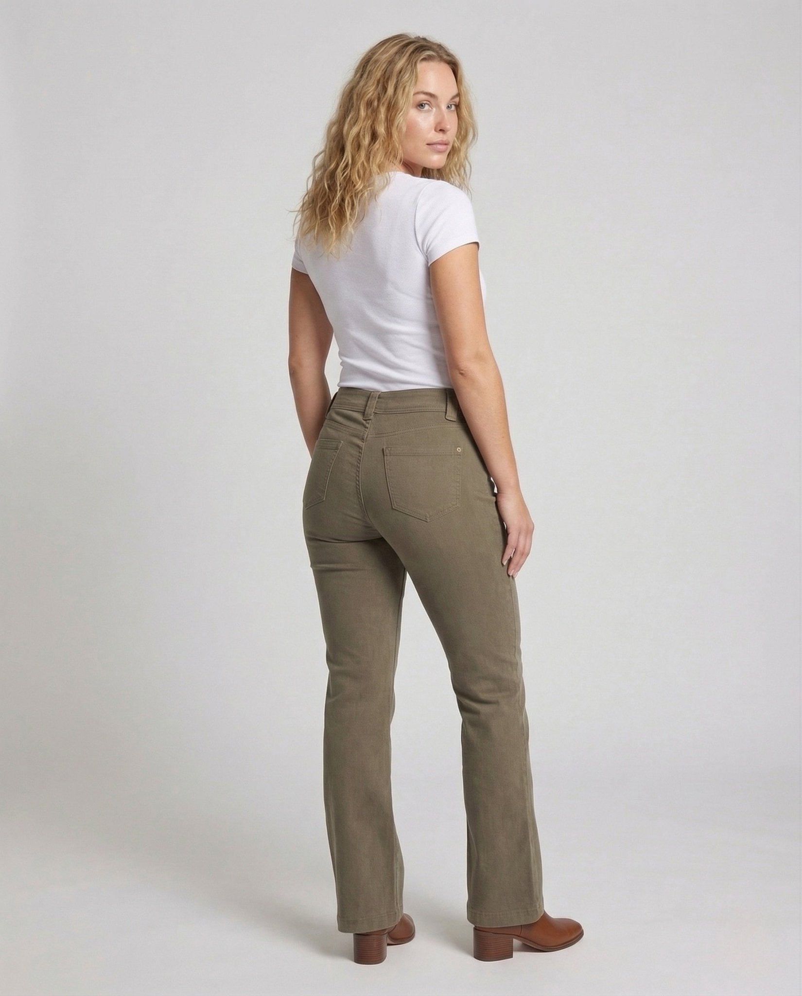 Women Flare Trousers Cotton High Waist - Chichicherry