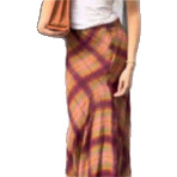 Women Flowing Checked Maxi Skirt with Tailored Trumpet Silhouette Chichicherry - Chichicherry