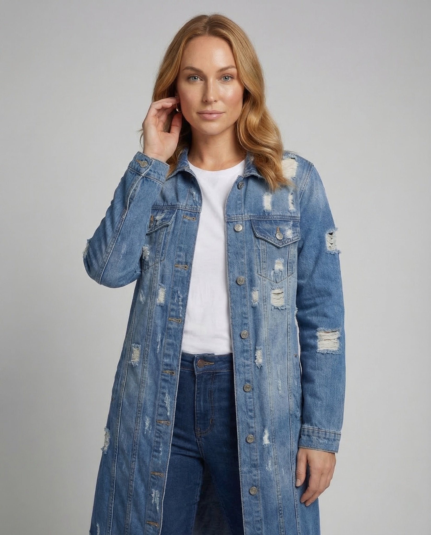 Women Jeans Coat Long Fringe - Chichicherry