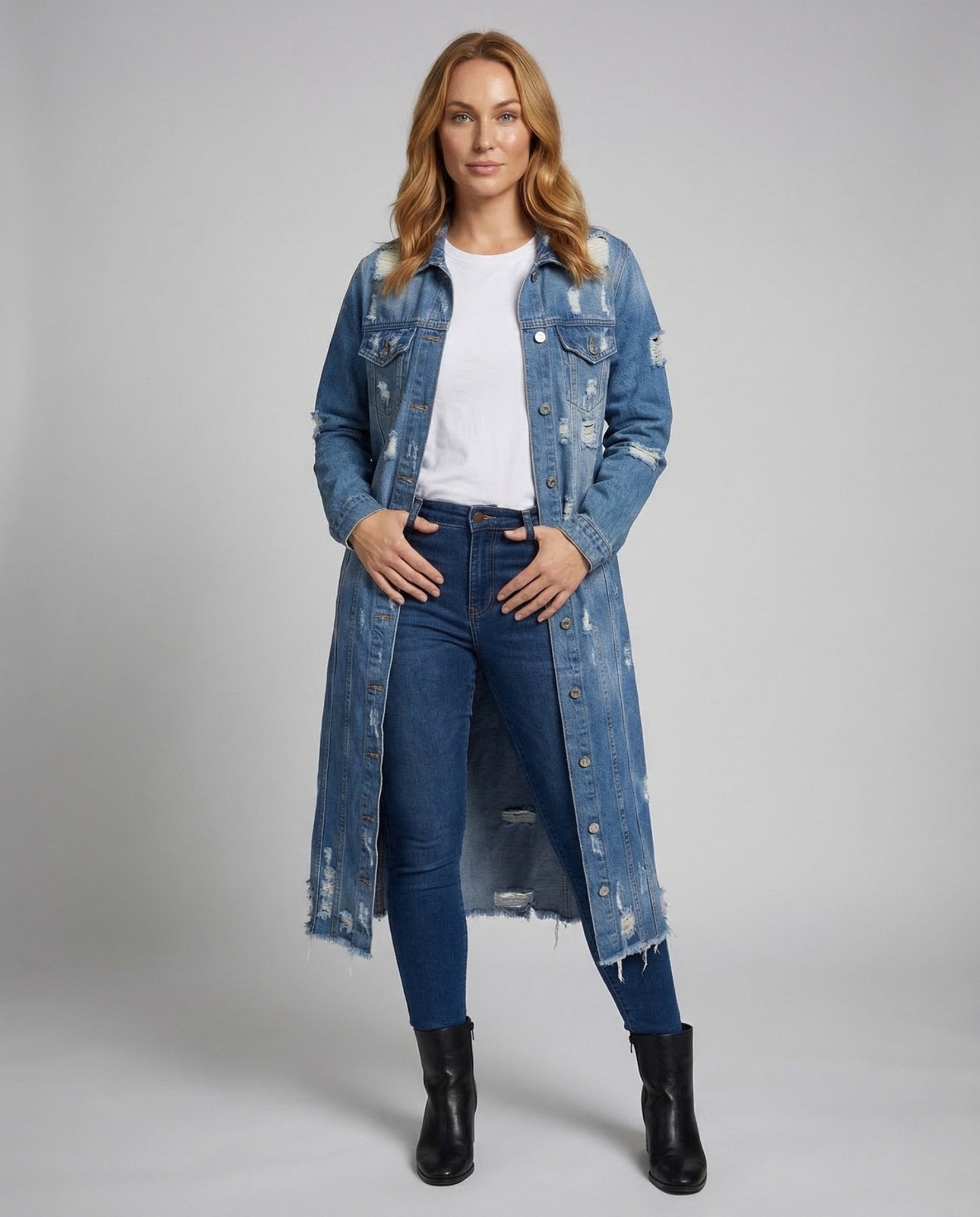 Women Jeans Coat Long Fringe - Chichicherry