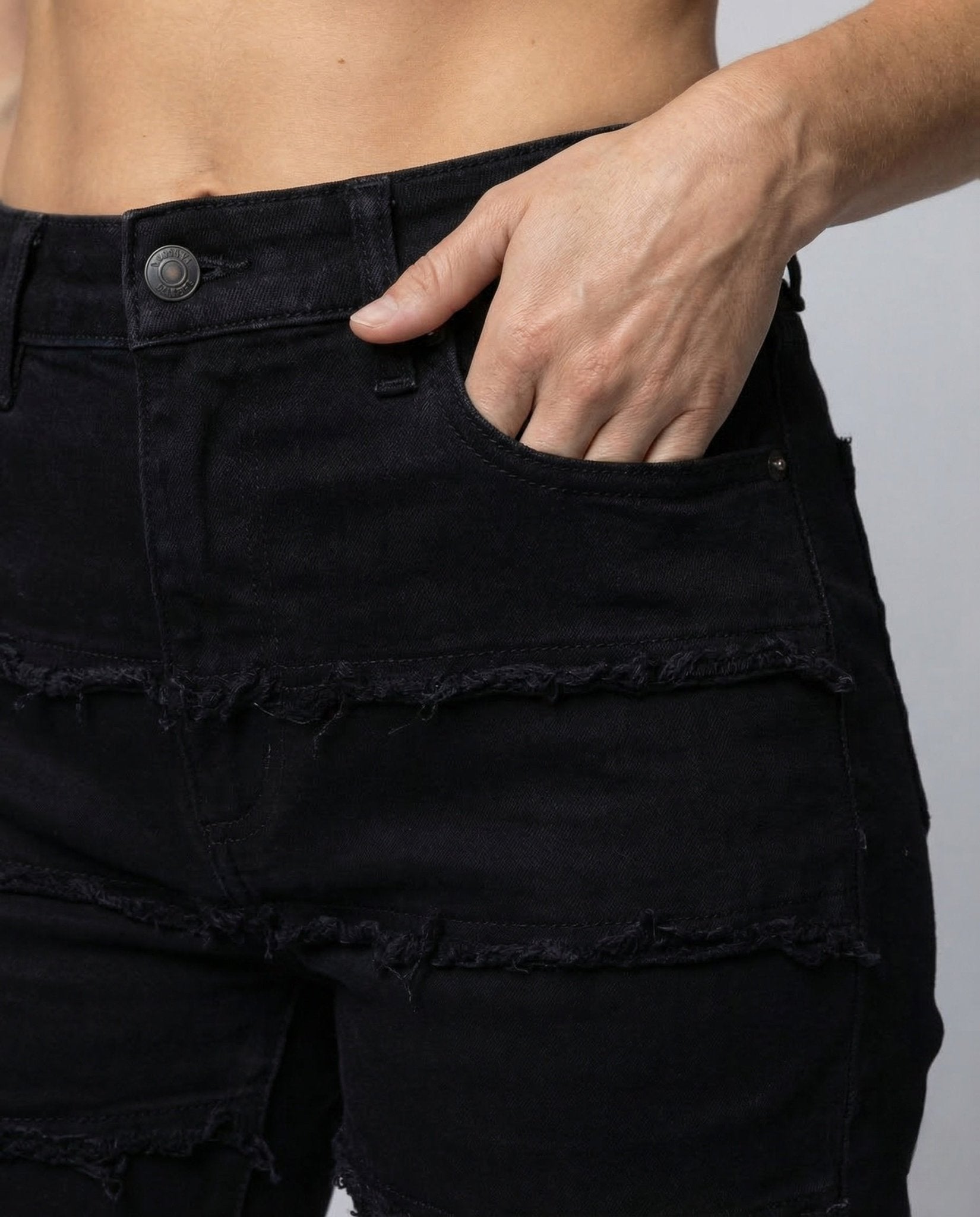 Women Jeans High Waist Fringe Flare - Chichicherry