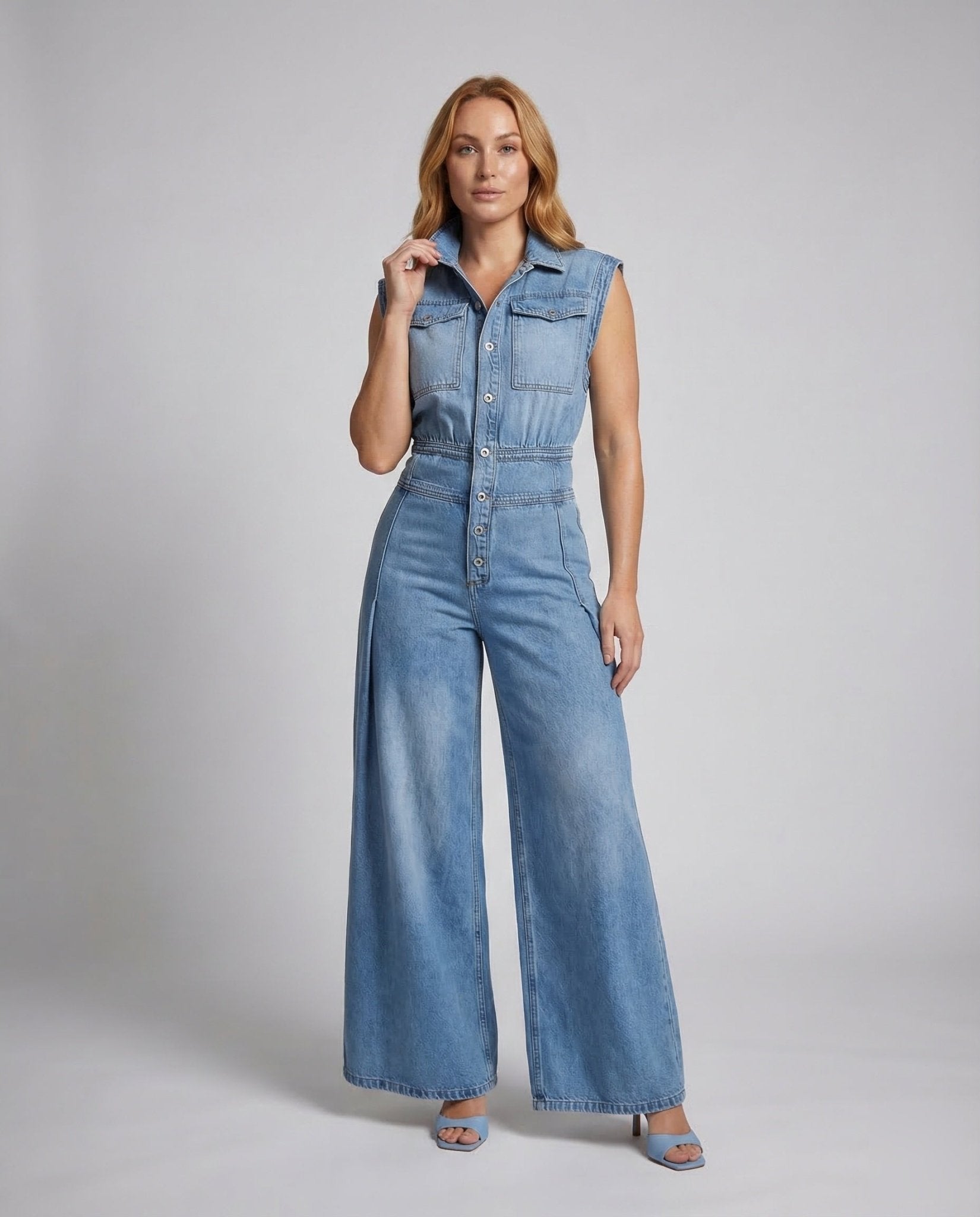 Women Jeans Jumpsuit Wide Leg - Chichicherry