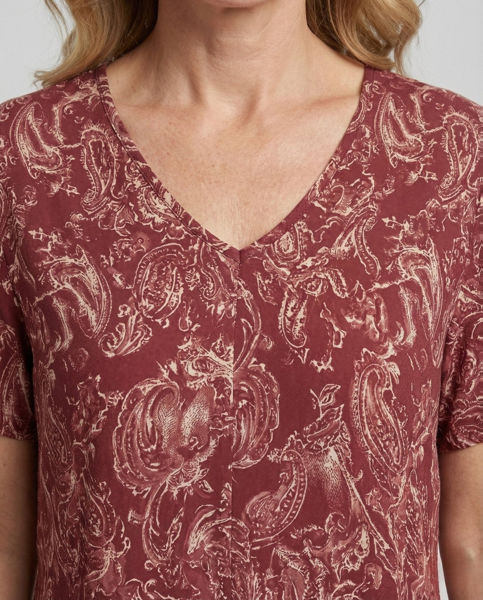 Women Knee-Length A-Line Dress with Ornament Print - Chichicherry