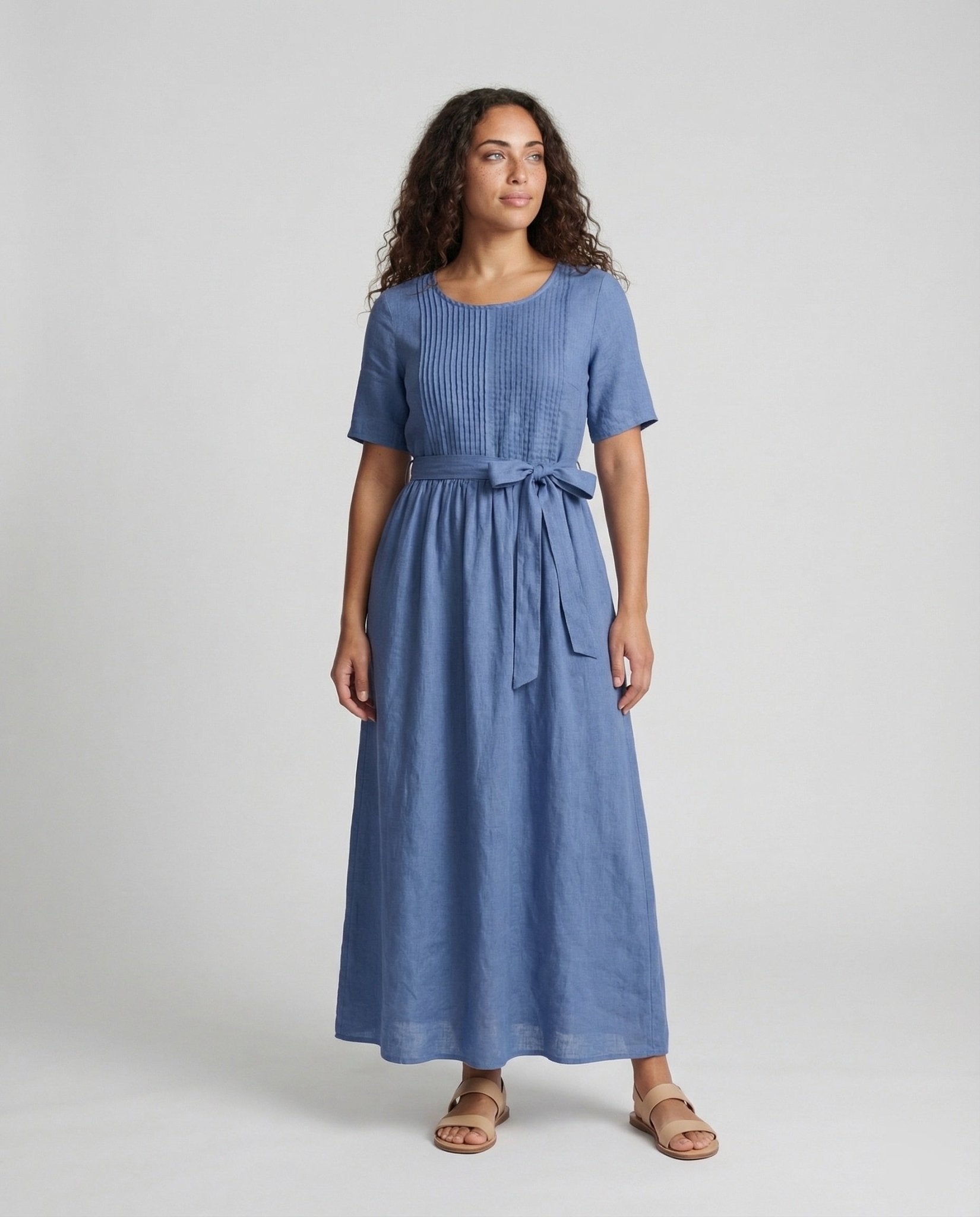 Women Linen Maxi Dress Belt - Chichicherry