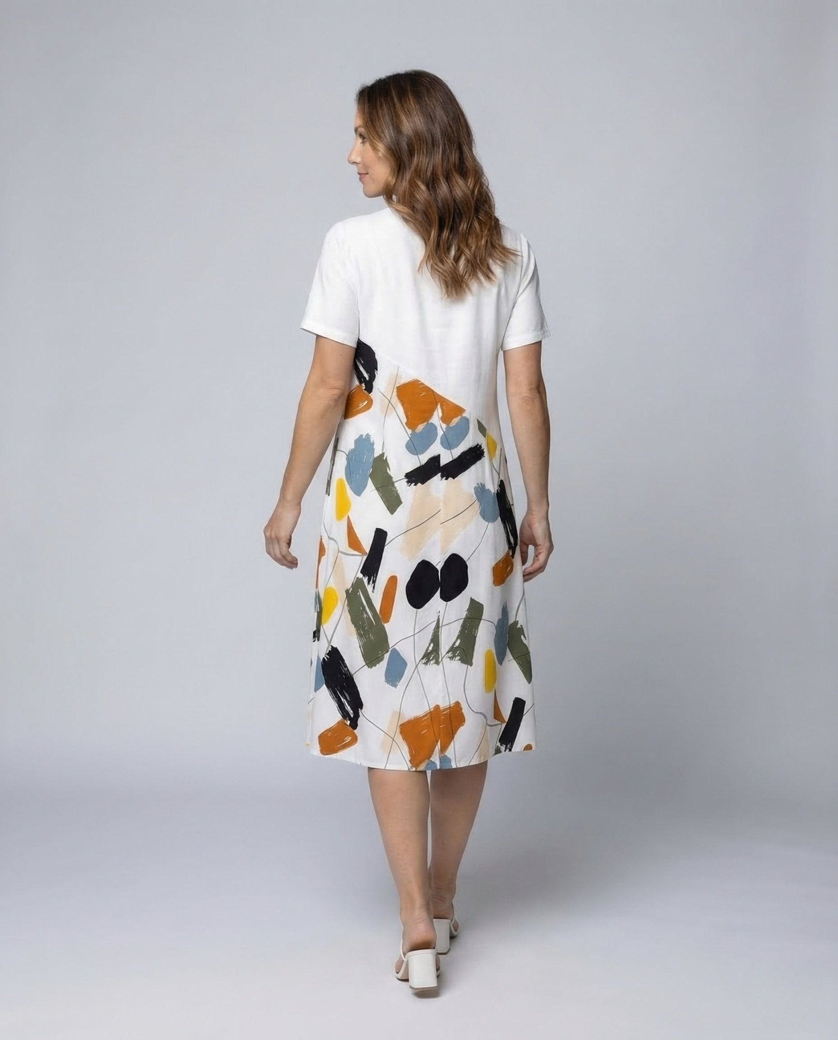 Women Linen Midi Dress Print - Chichicherry