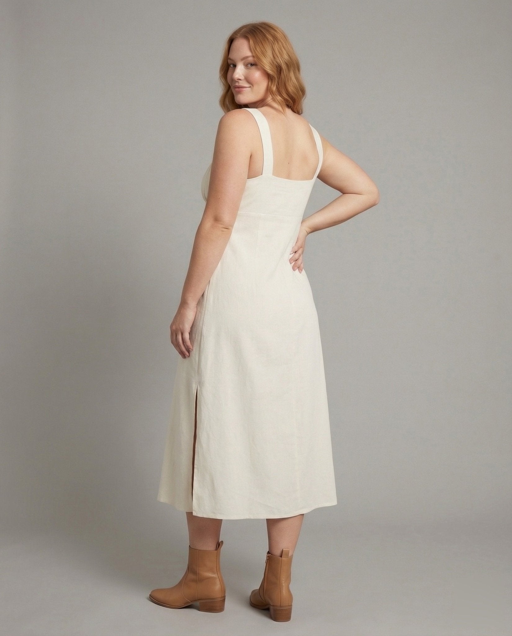Women Long A-Line Dress with Split - Chichicherry