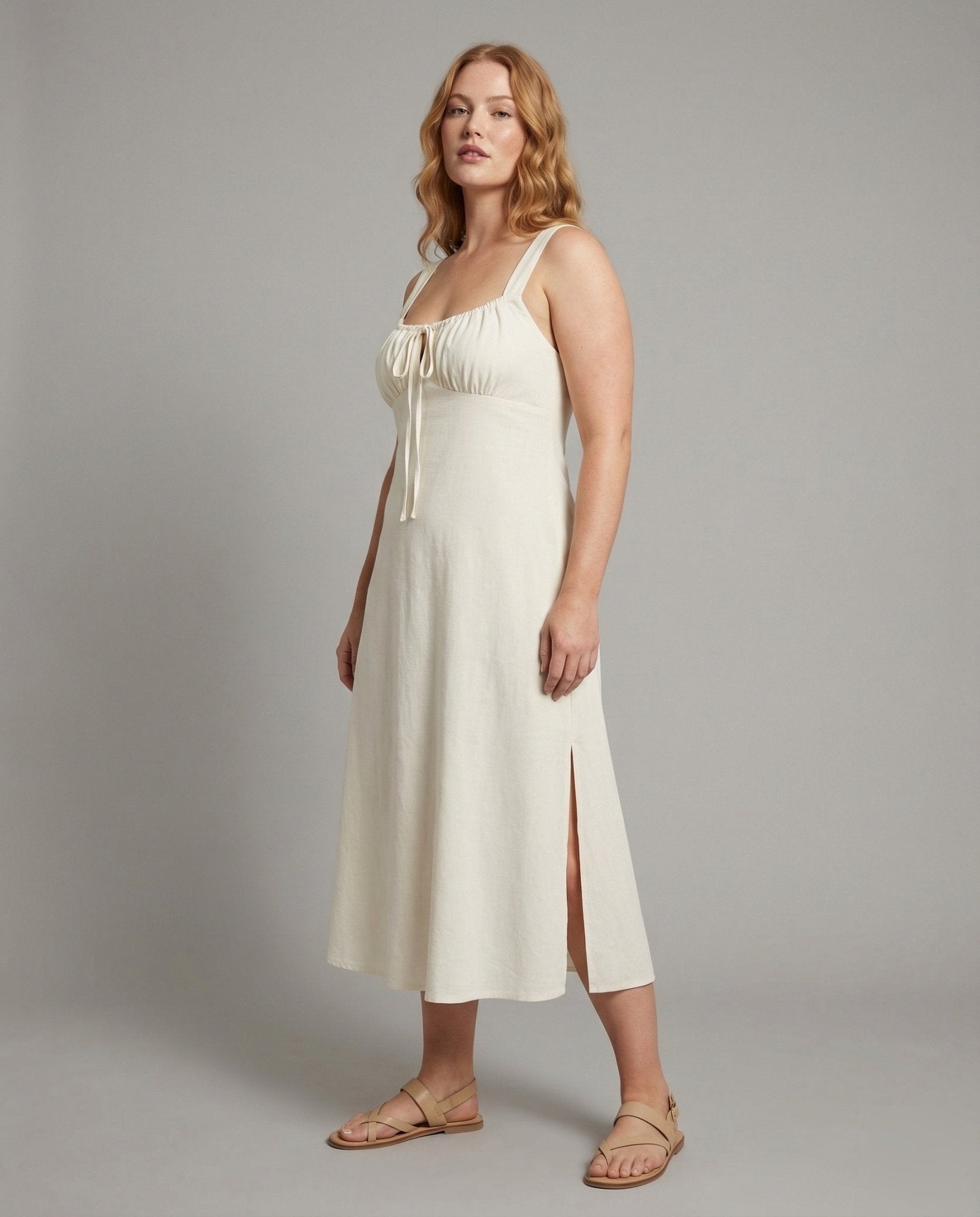 Women Long A-Line Dress with Split - Chichicherry