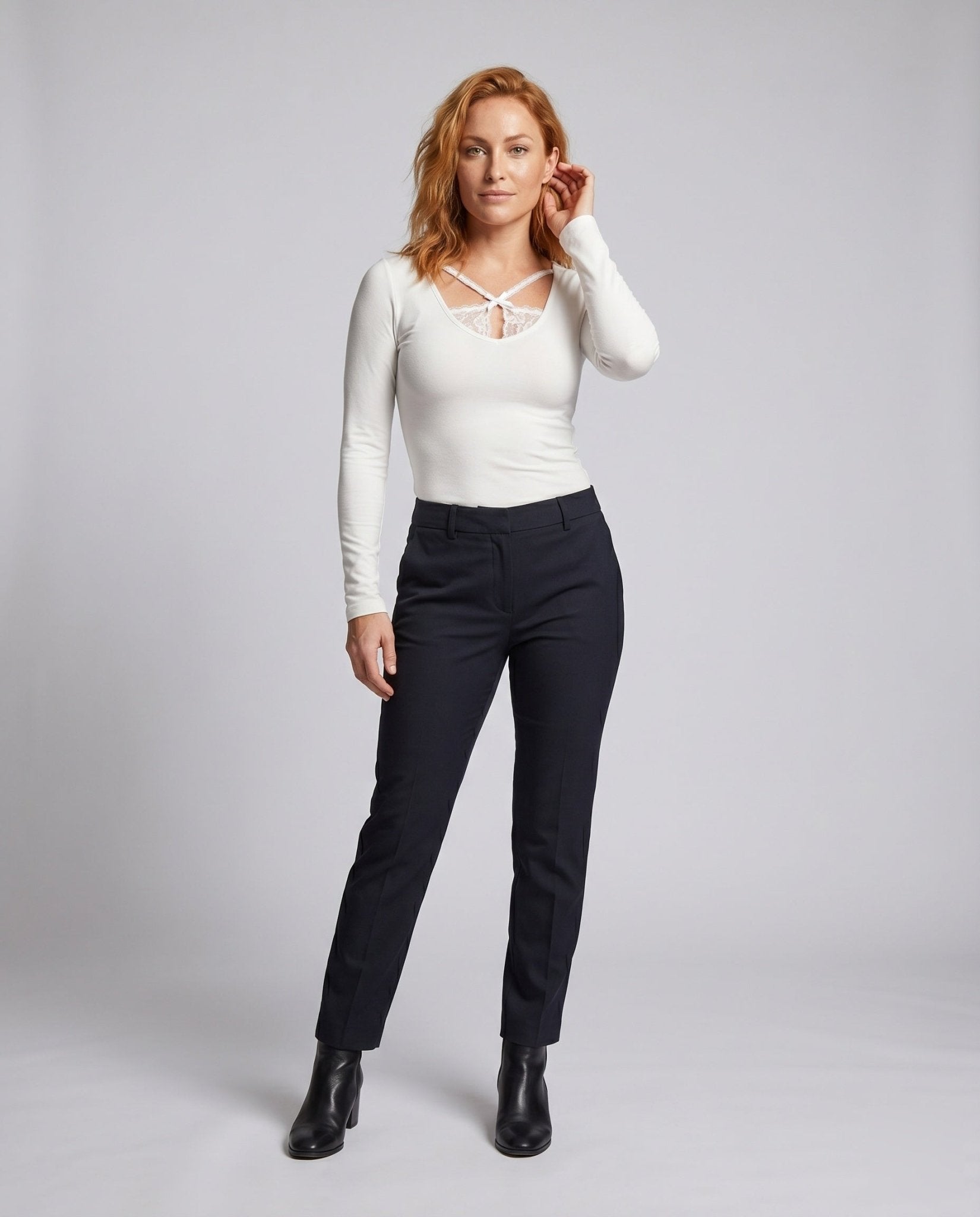 Women Long Sleeve Shirt with Lace Decoration - Chichicherry