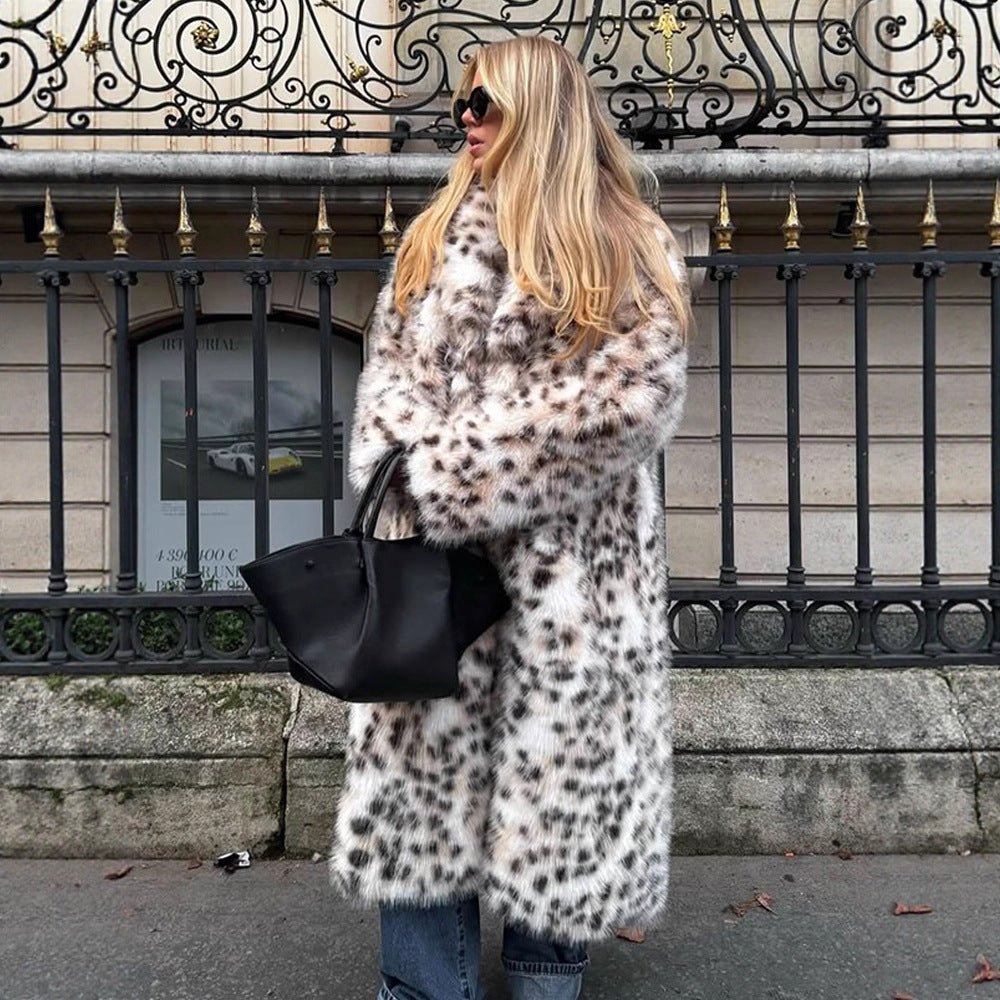 Women Longer Dotted Faux Fur Coat with Oversized Cut Chichicherry - Chichicherry