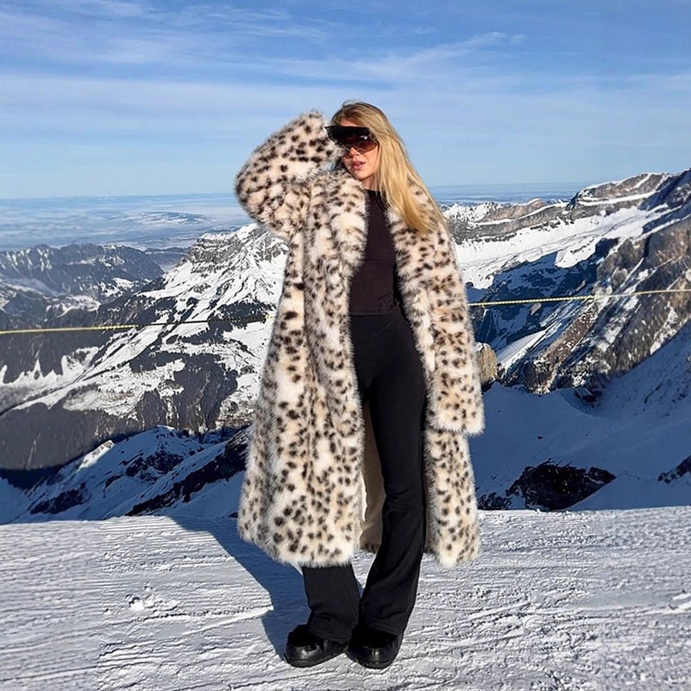 Women Longer Dotted Faux Fur Coat with Oversized Cut Chichicherry - Chichicherry