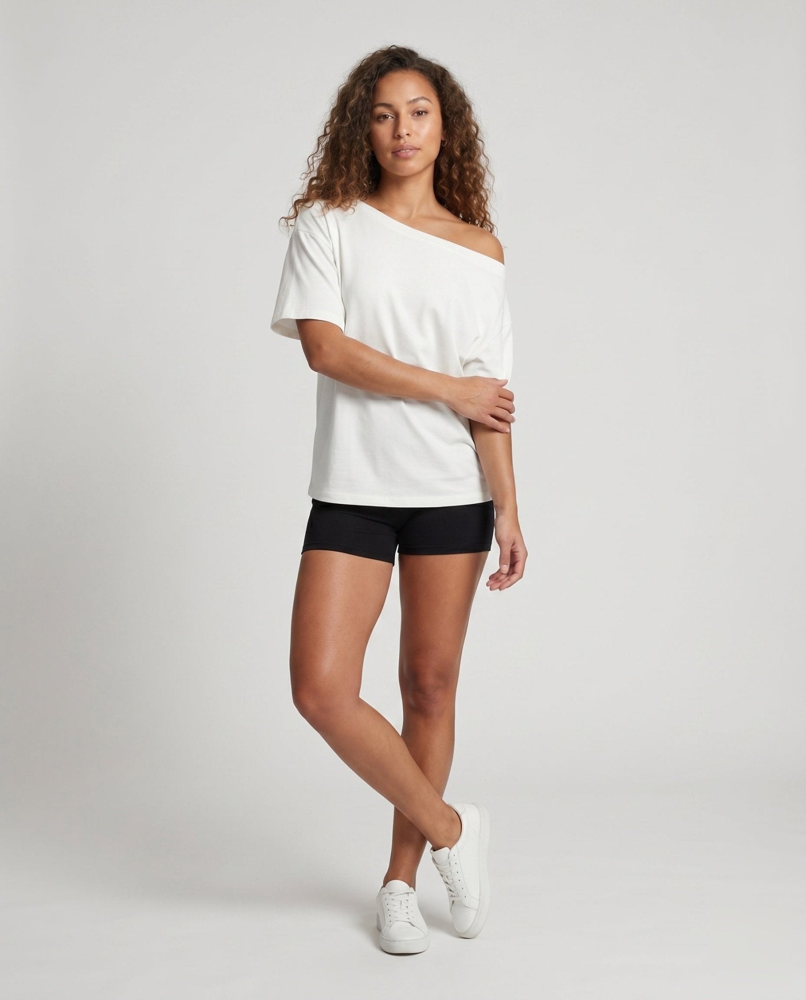 Women Off-Shoulder T-Shirt with casual cut and relaxed flair - Chichicherry