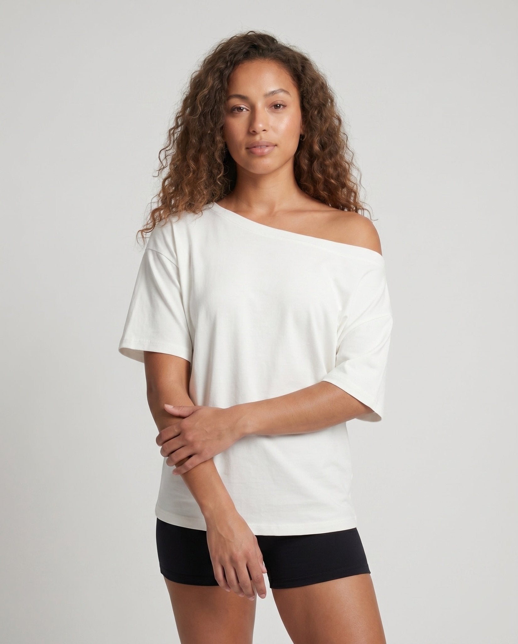 Women Off-Shoulder T-Shirt with casual cut and relaxed flair - Chichicherry