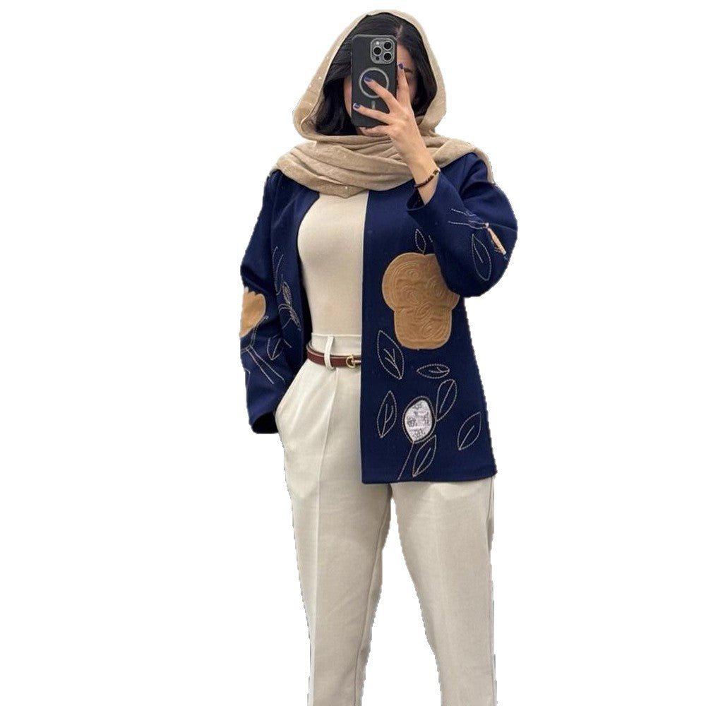 Women open cardigan blazer with floral embroidery & appliqués Chichicherry - Chichicherry