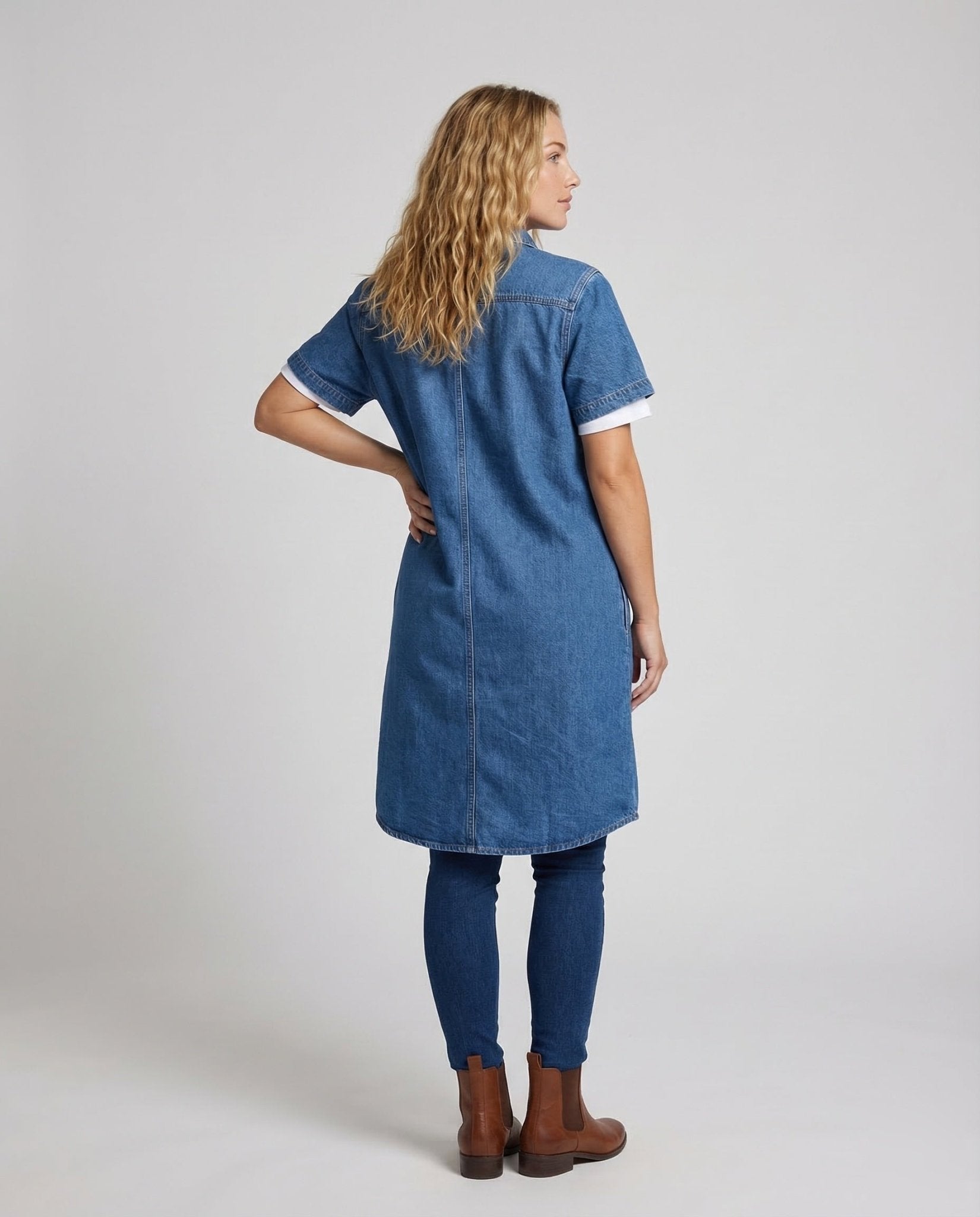 Women Oversize Jeans Shirt Dress - Chichicherry