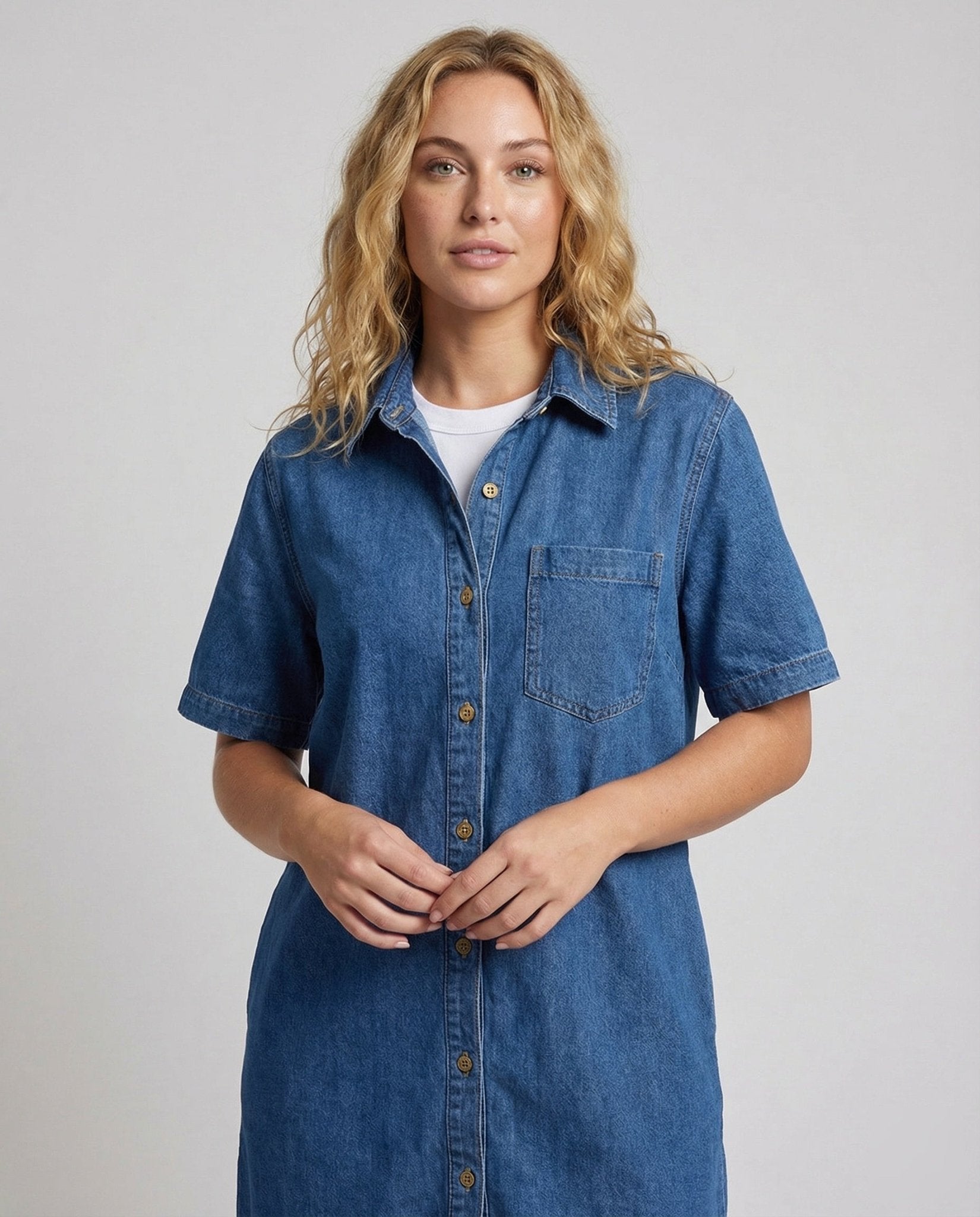 Women Oversize Jeans Shirt Dress - Chichicherry