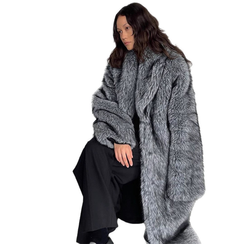 Women Oversize longer Faux Fur Coat with voluminous sleeves Chichicherry - Chichicherry