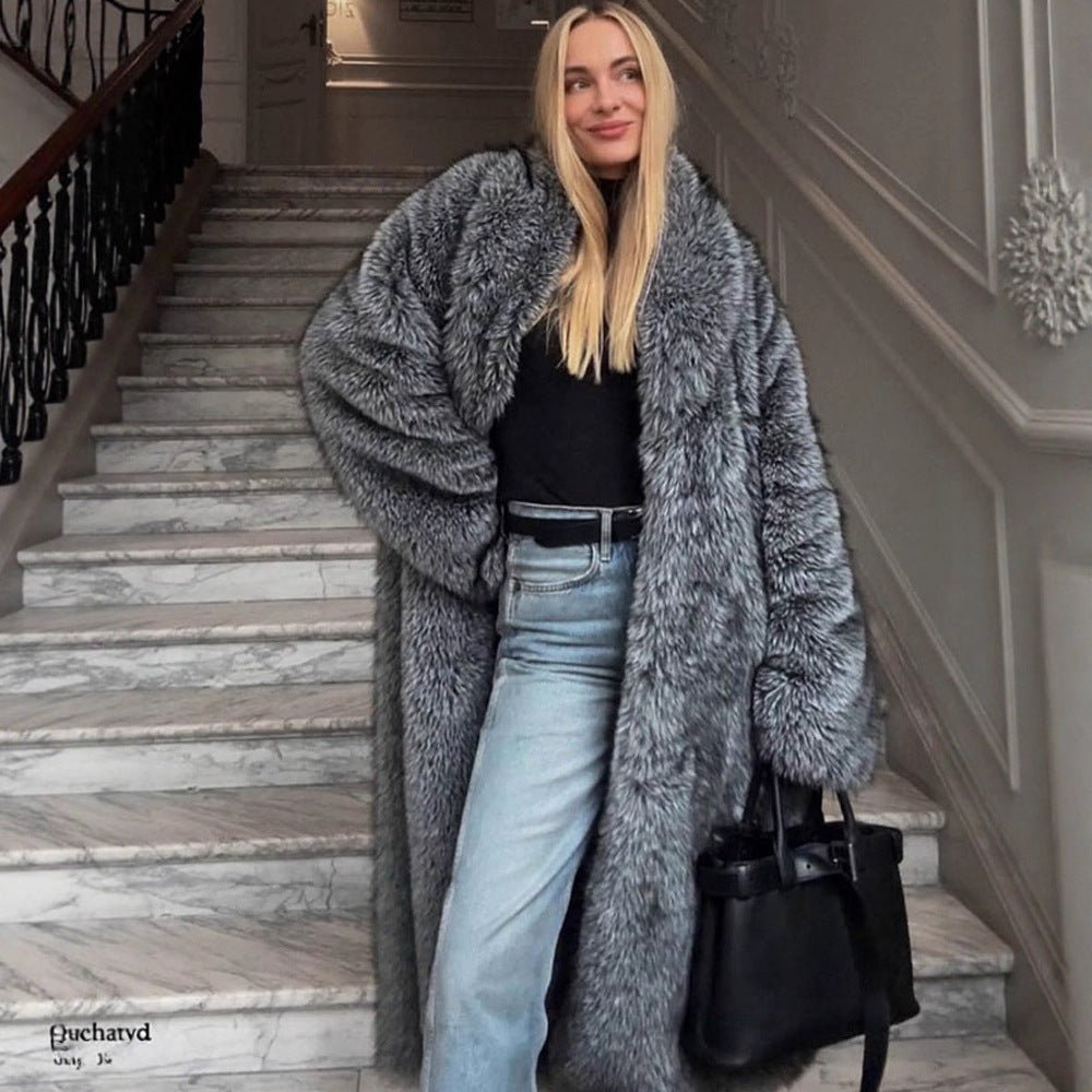 Women Oversize longer Faux Fur Coat with voluminous sleeves Chichicherry - Chichicherry