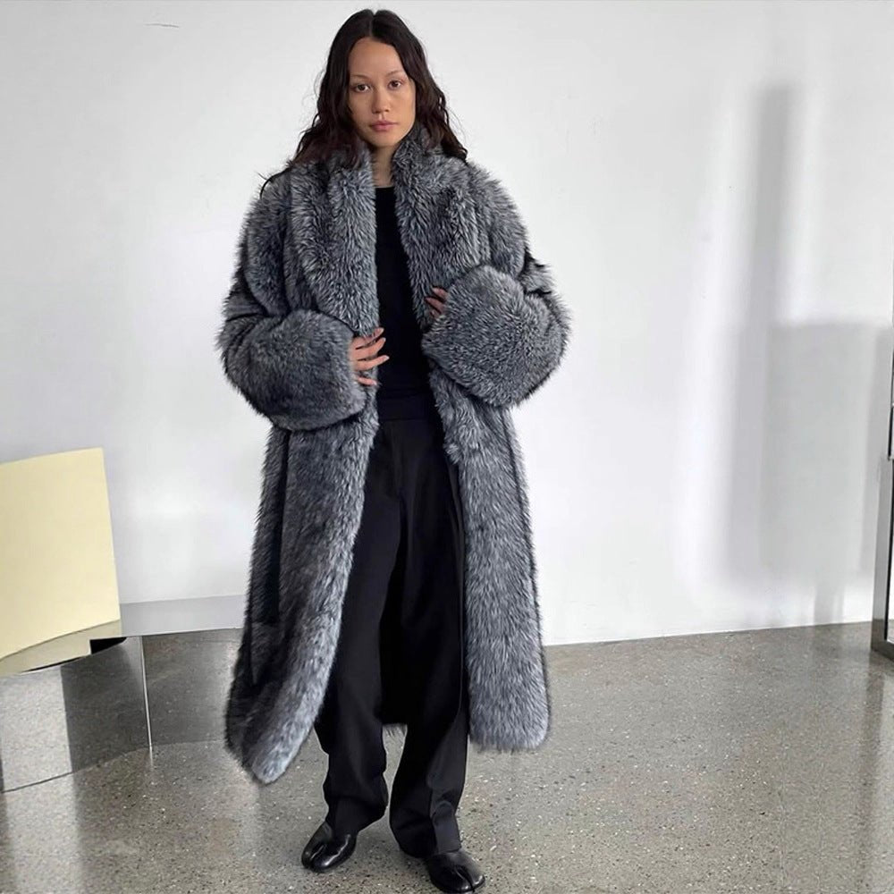 Women Oversize longer Faux Fur Coat with voluminous sleeves Chichicherry - Chichicherry