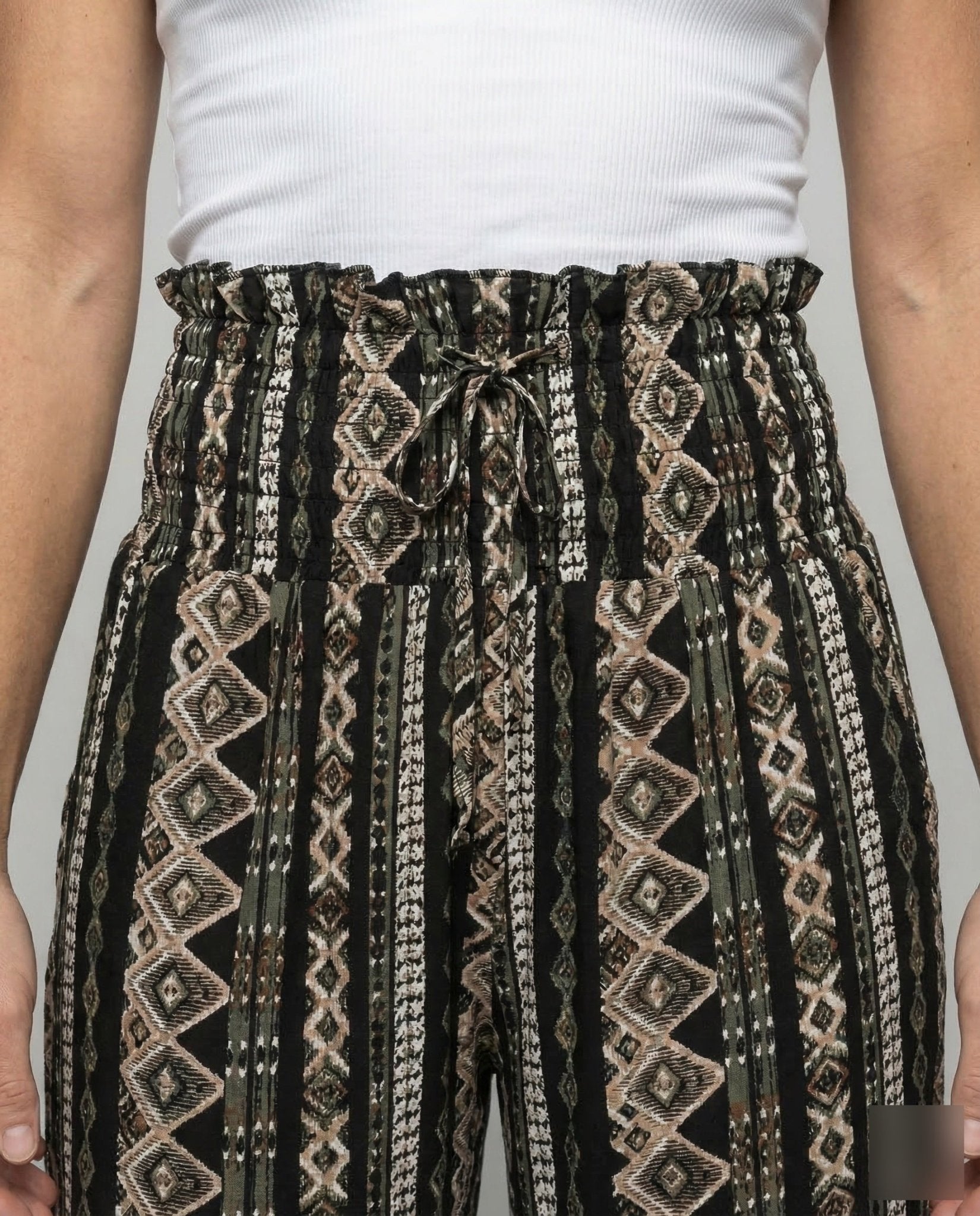 Women Palazzo Pants Ethno Print - Chichicherry