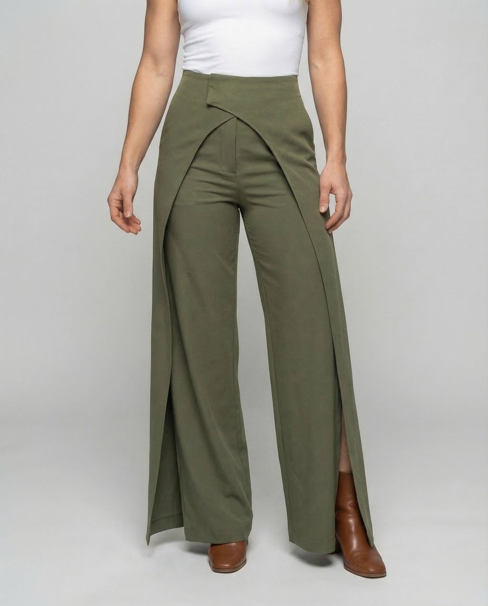 Women Palazzo Pants High Waist Wrap - Chichicherry